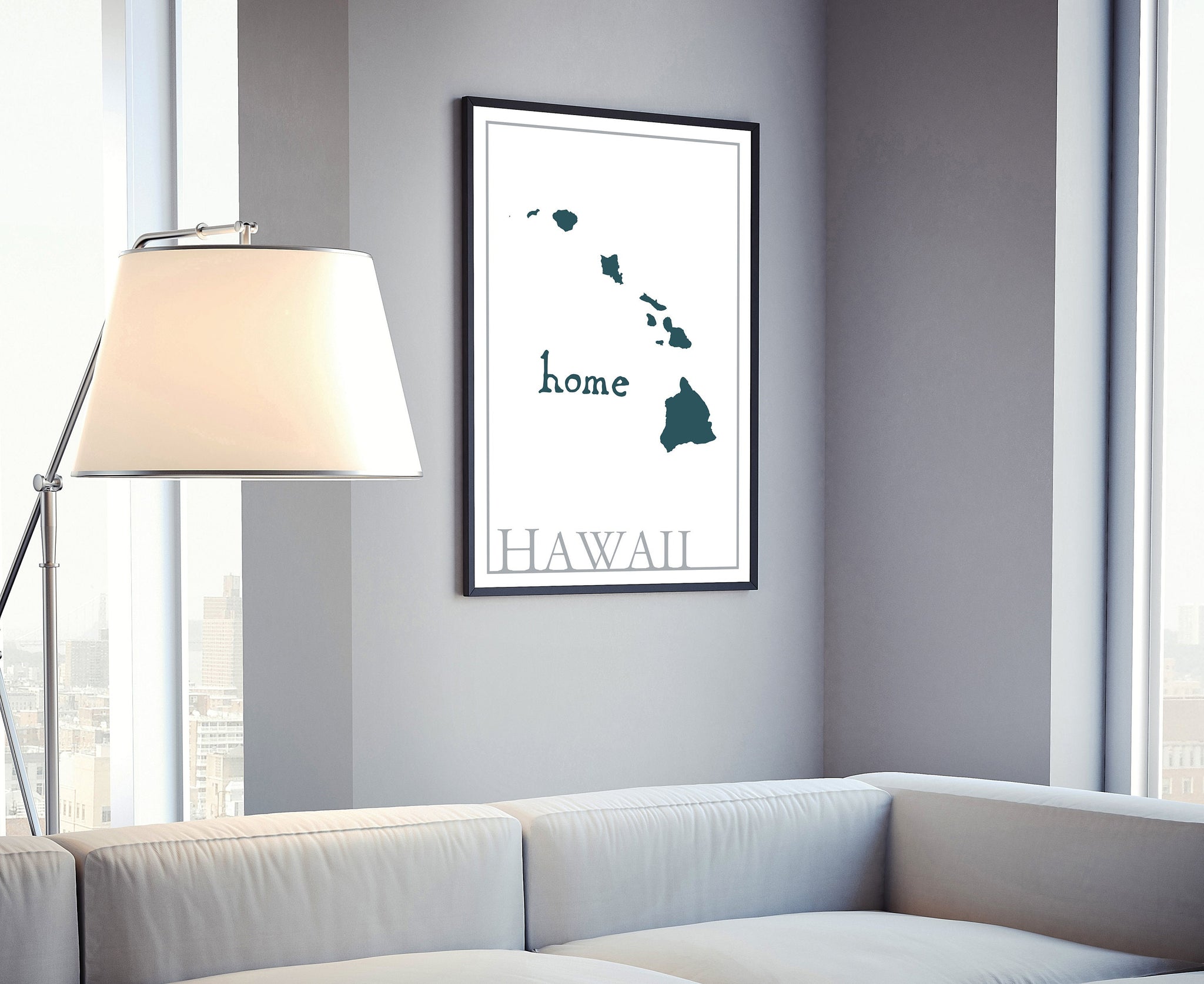 Hawaii Modern Map Poster Print