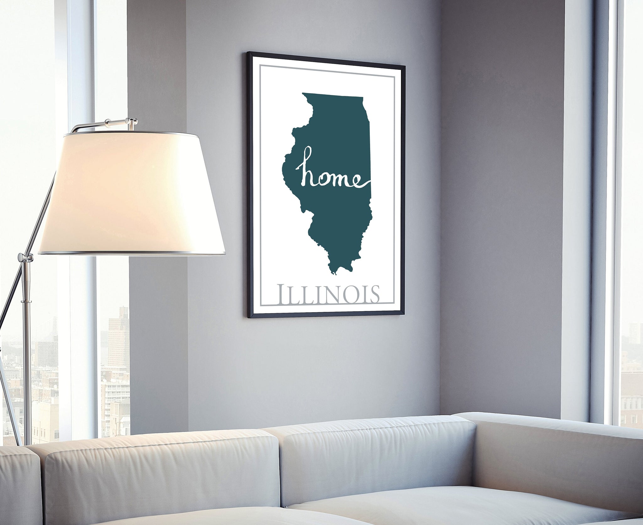 Illinois Modern Map Poster Print