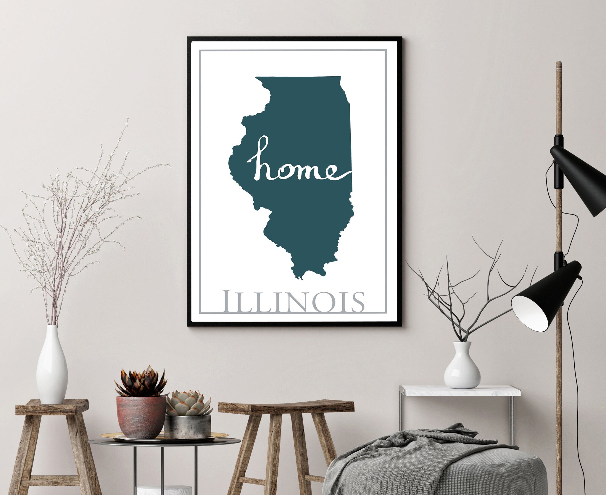Illinois Map Wall Art, Illinois Modern Map Poster Print, Wall  Decor, City Map, Illinois City Poster Print,State Poster,Home Office wall art