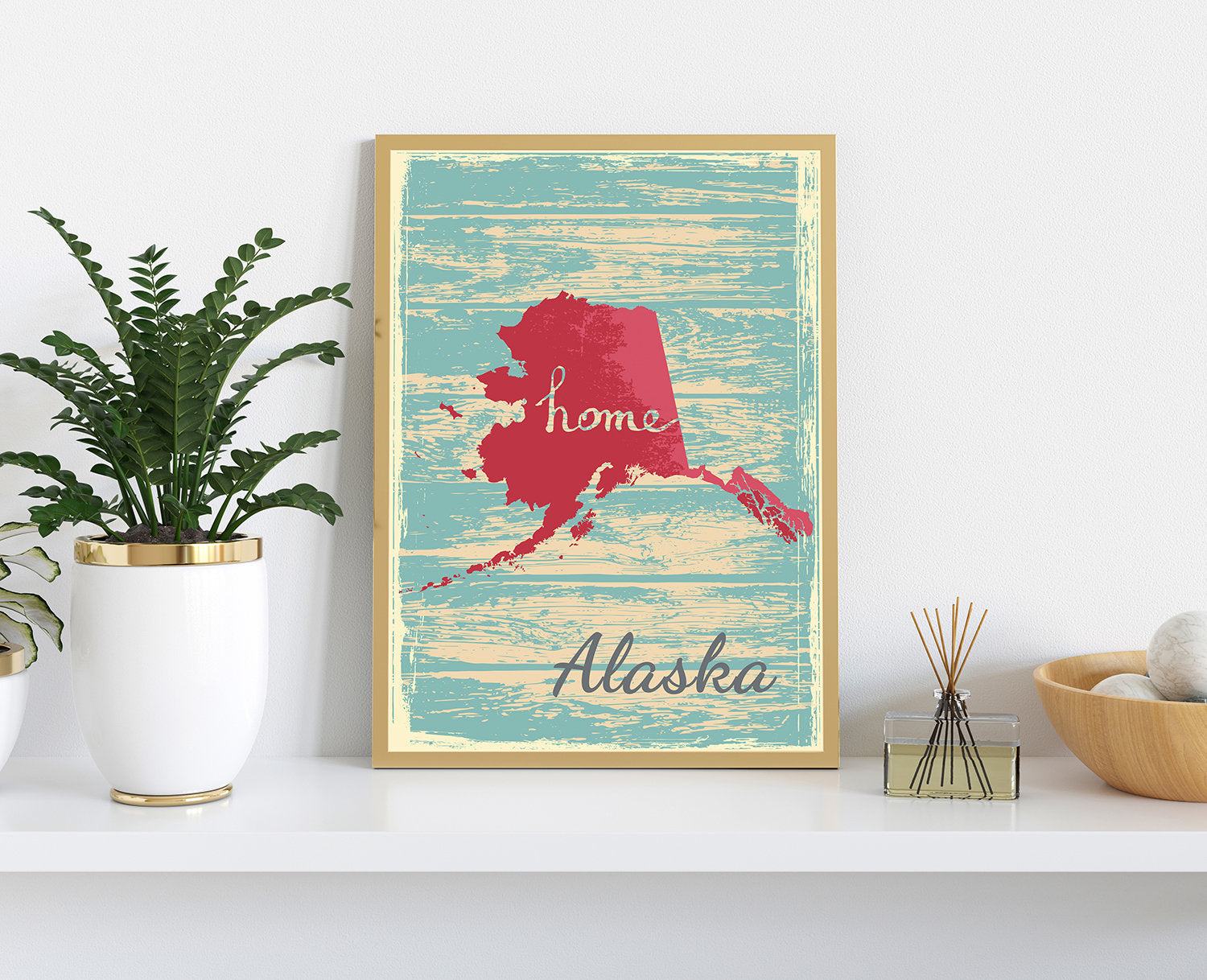 Retro Style Travel Poster, Alaska Vintage State Poster Printing, Home Wall Art, Office Wall  Decor, Poster Prints, Alaska State Map Poster