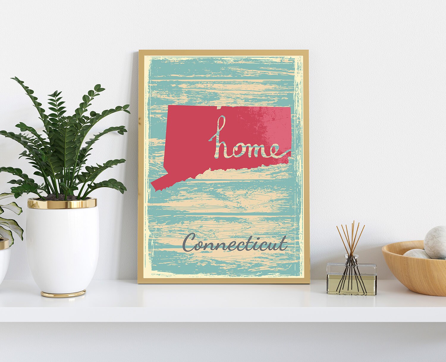 Retro Style Travel Poster, Connecticut Vintage State Map Poster Prints, Home Wall Art, Office Wall  Decor, Poster Prints, Connecticut State