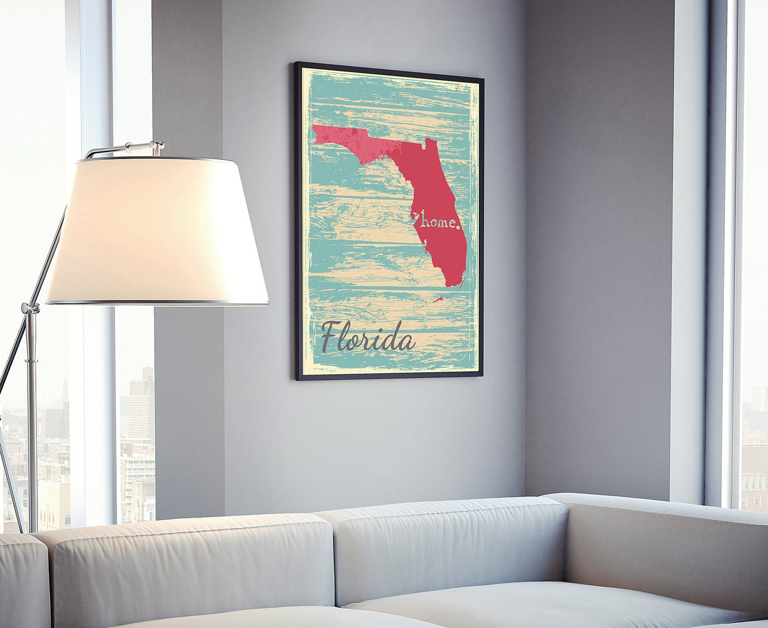Retro Style Travel Poster, Florida Vintage State Poster Printing, Home Wall Art, Office Wall  Decor, Poster Prints, Florida State Map Poster