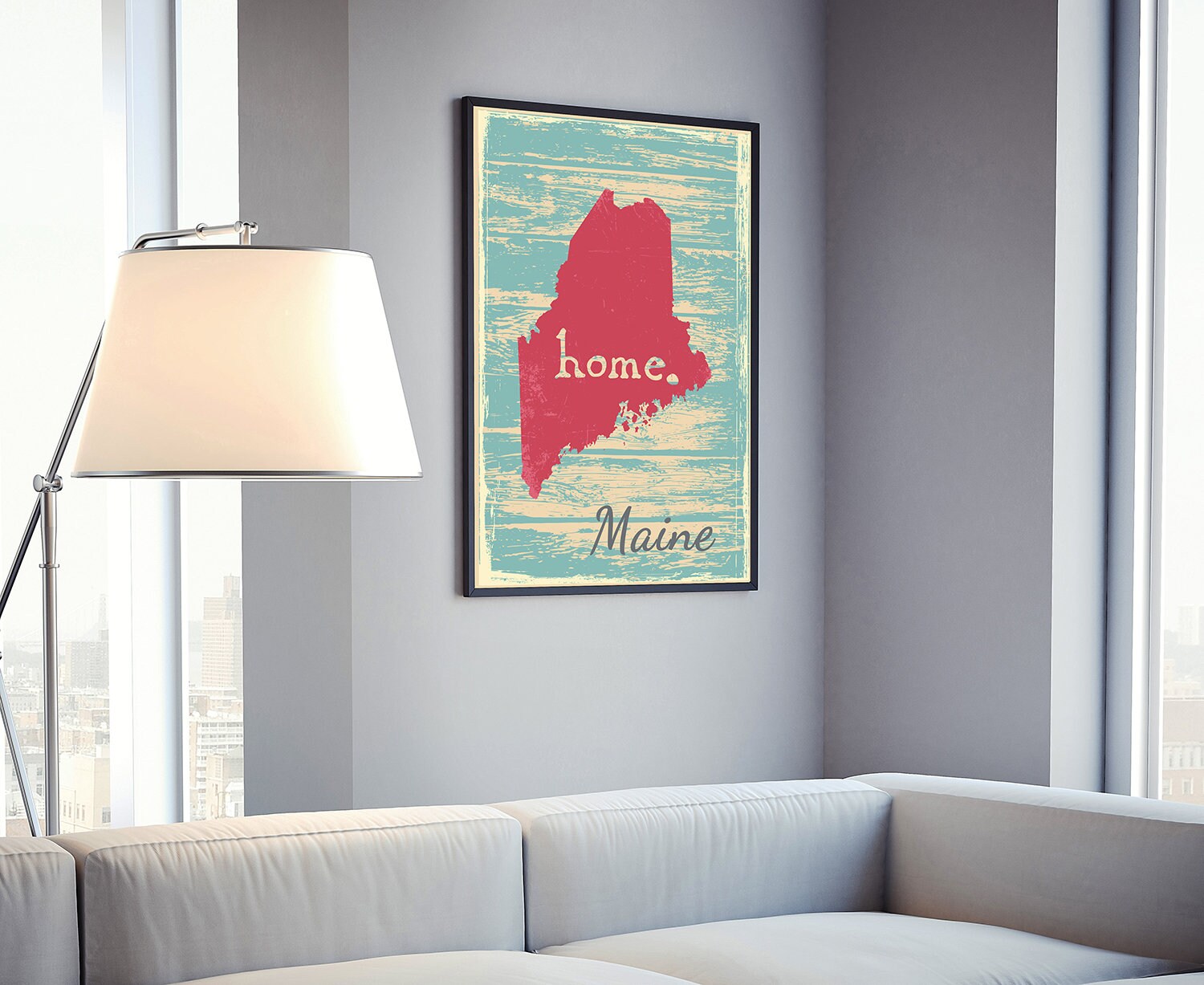 Retro Style Travel Poster, Maine vintage art poster printing, Home wall decor, Office wall  art, Poster prints, Maine state map poster
