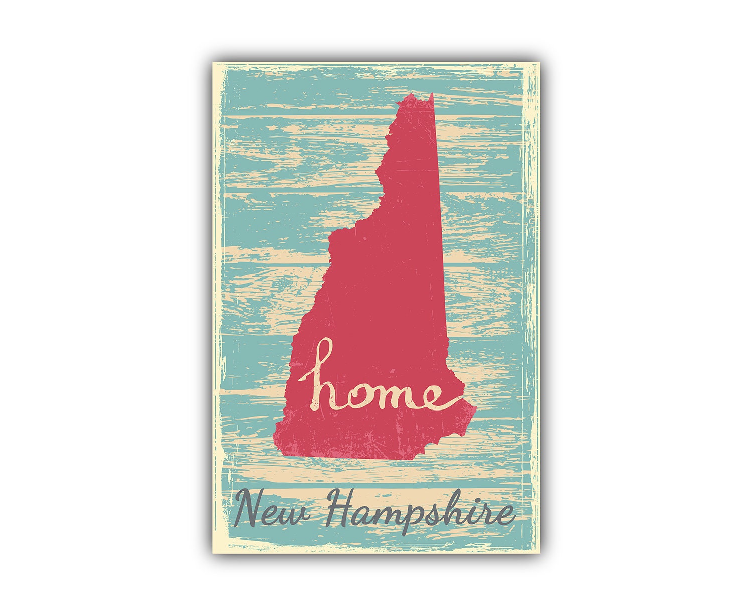 Retro Style Travel Poster, New Hampshire Vintage State Poster Printing, Home Wall Art, Office Wall  Decor, Poster Prints, New Hampshire Map