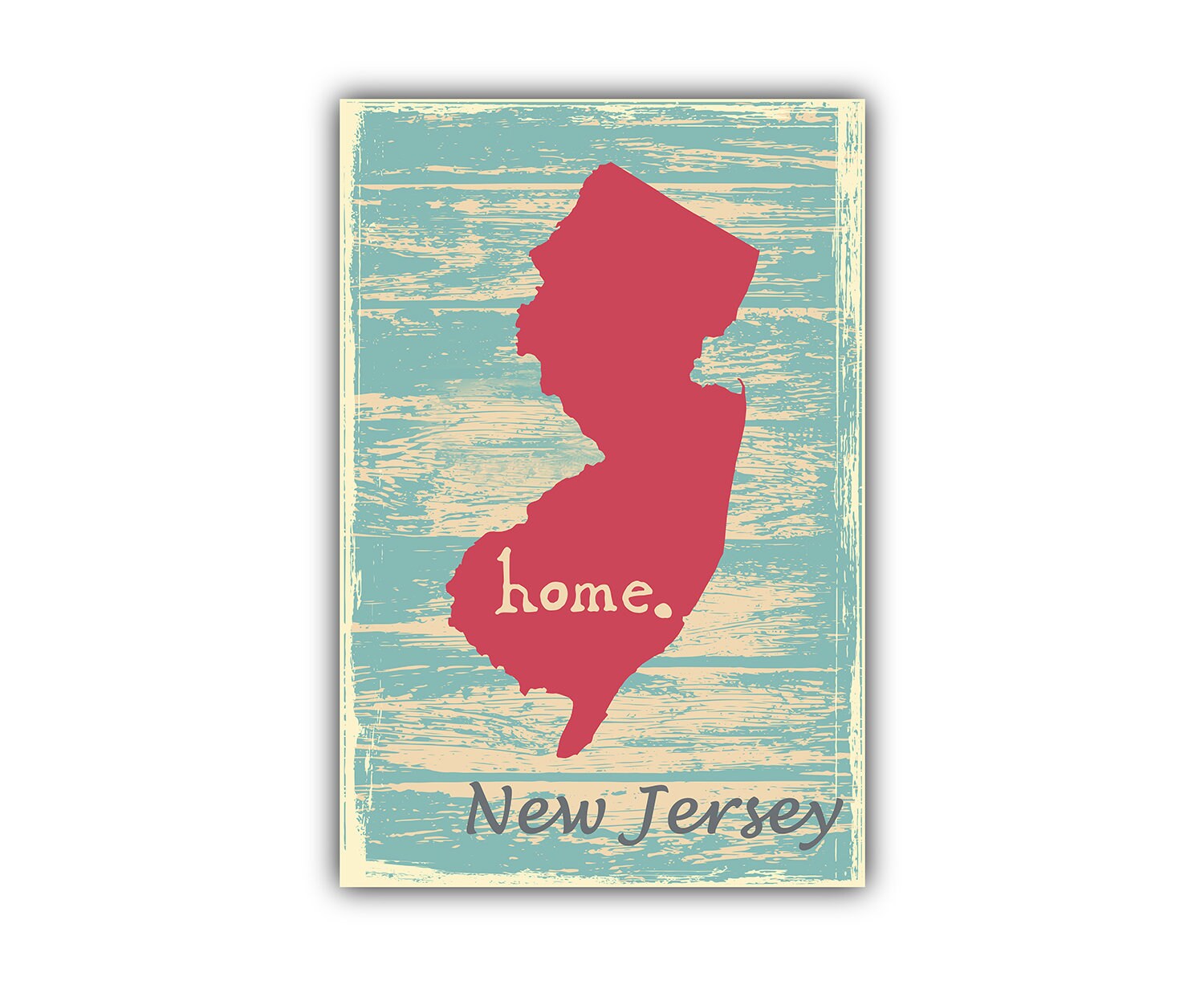 Retro style travel poster, New Jersey vintage poster print, Home wall  poster art, Office wall  decoration, New Jersey states map poster