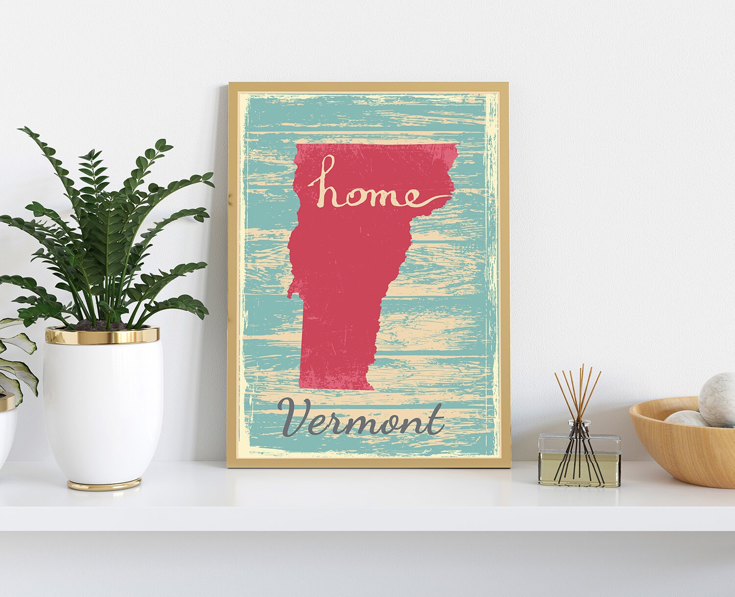 Retro Style Travel Poster, Vermont Vintage State Travel Poster Printing, Home Wall Art, Office Wall  Decor, Poster Print, Vermont State Map
