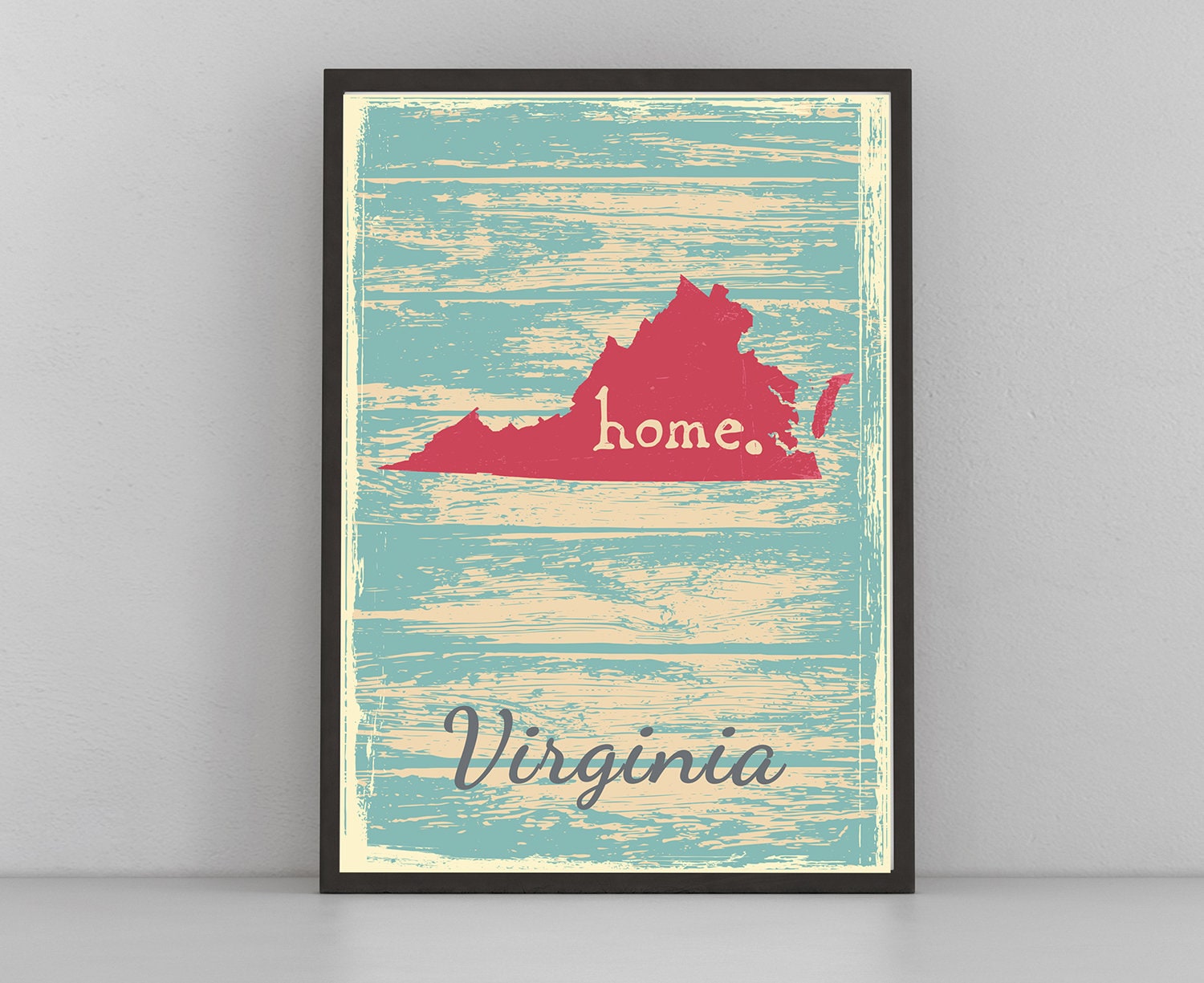 Retro style travel poster, Virginia vintage state travel poster printing, Home wall art, Office wall  decoration, Poster Print, Virginia Map