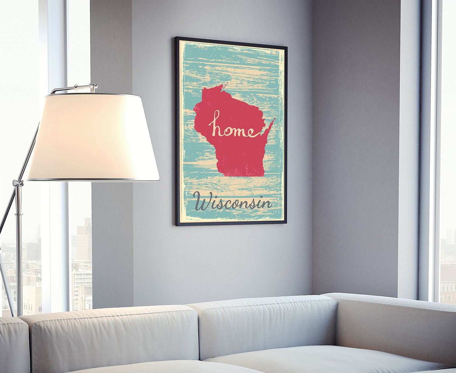 Retro Style Travel Poster, Home wall  decor, Wisconsin State Poster, Vintage State Travel Poster Printing, Wall Art Print for Office  Decor