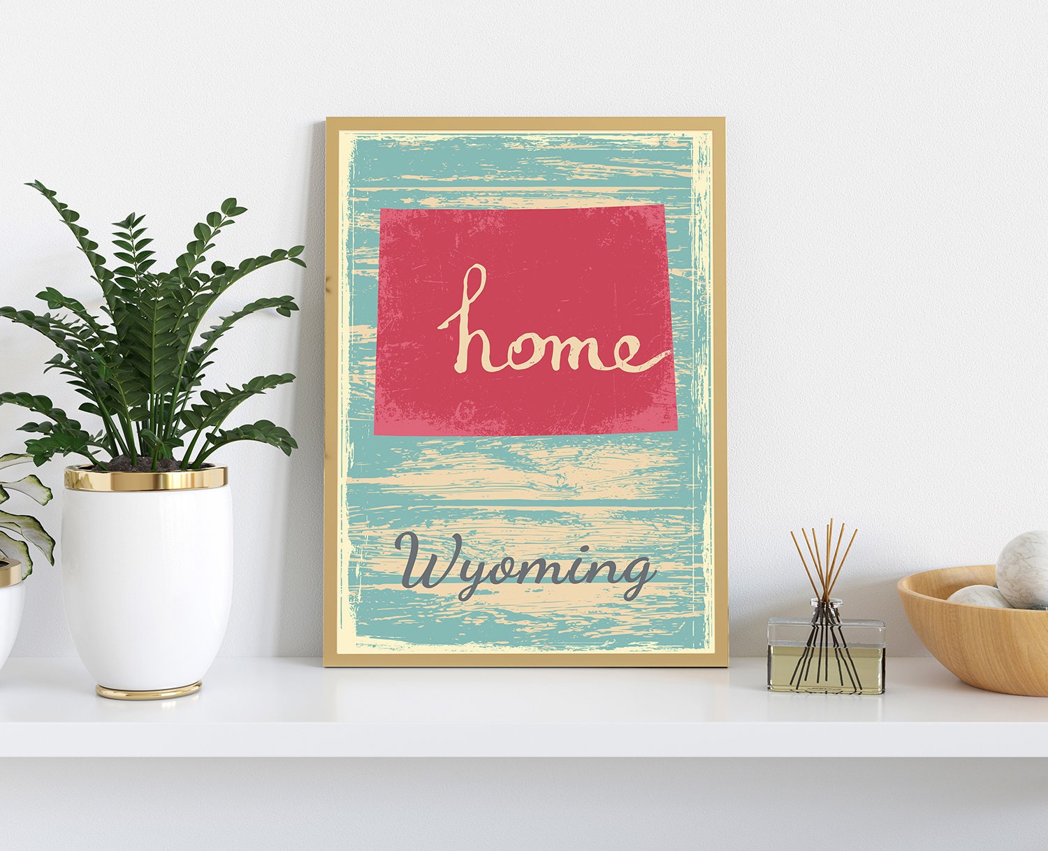 Retro Style Travel Poster, Vintage State Travel Poster Printing - Wall Art Print for Home Office Decor - Wyoming State Poster, Home Wall Art