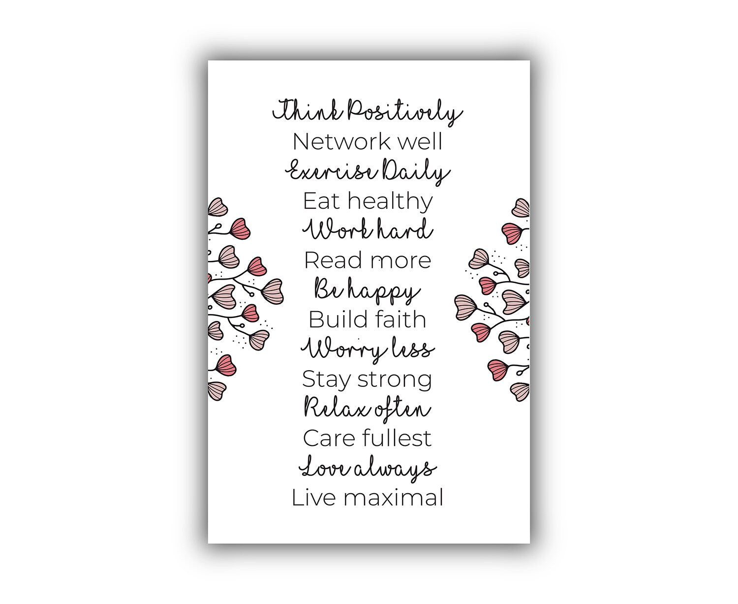 Think positively network well, Poster print, Home wall decor, Quote print, Motivational quote print, Office wall decor, Entrepreneur Posters