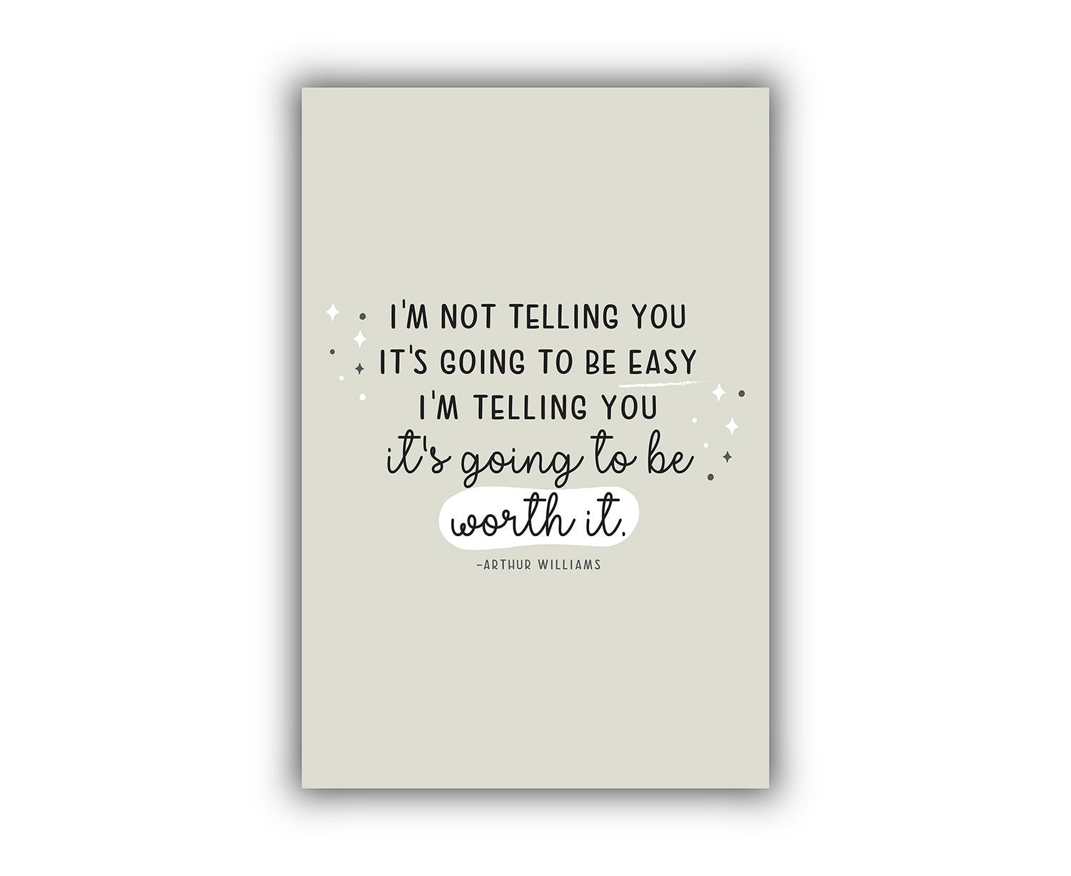 I'm telling you.. Arthur Williams Quote Poster print, Home wall decor, Quote print, Motivational quotes, Entrepreneur Print, Office wall art
