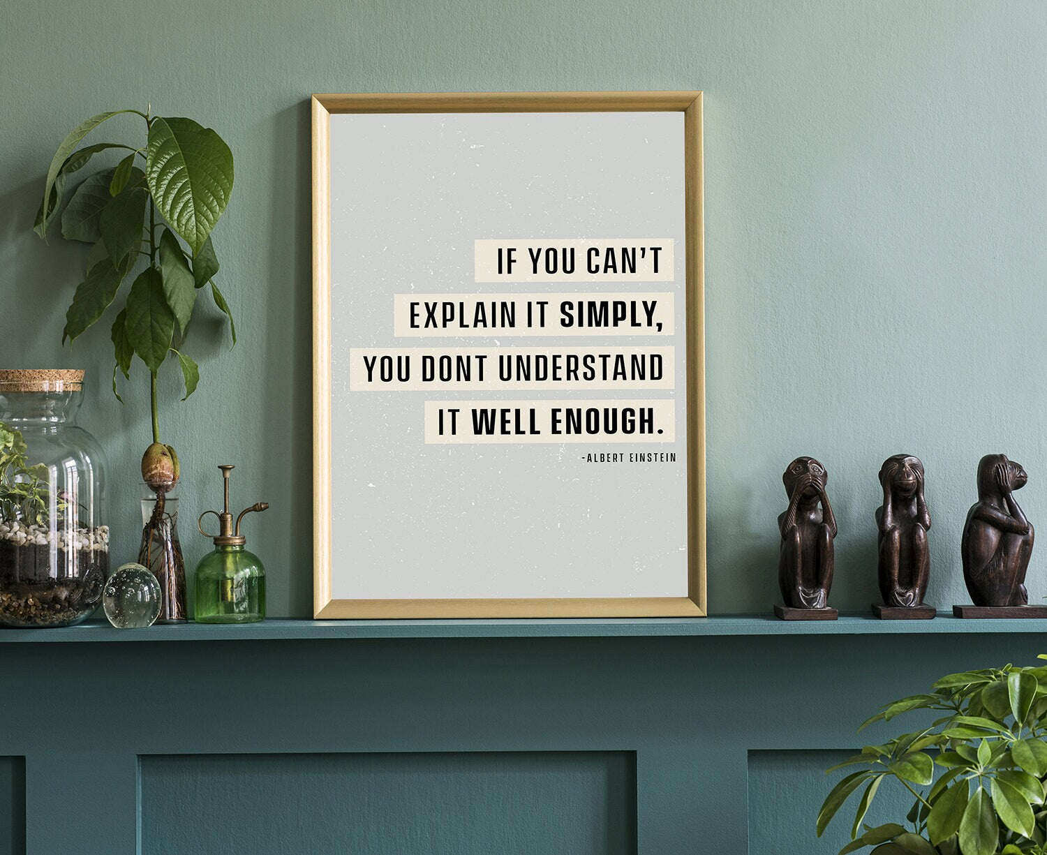 if you can't explain.. Albert Einstein, Quotes Poster Print