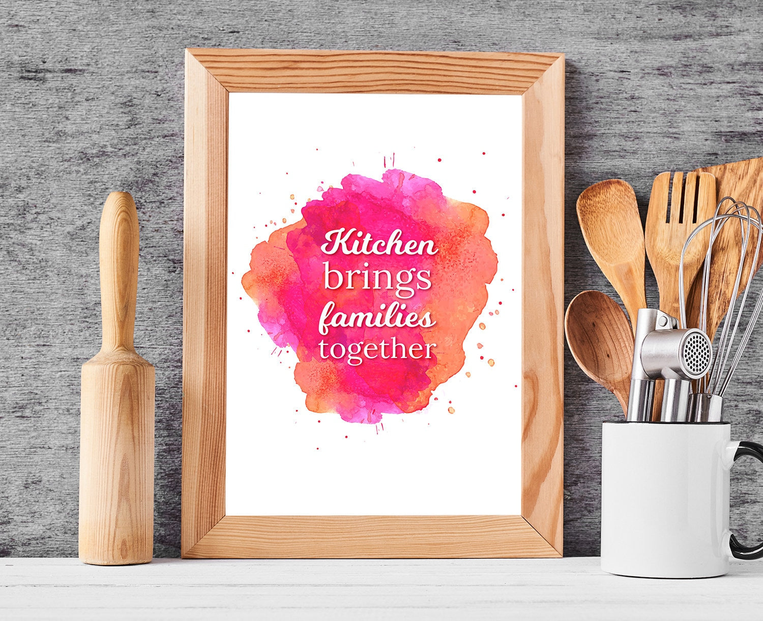 Kitchen brings families together, Kitchen Quote, Family Quote, Kitchen wall art, Kitchen wall decor, Kitchen poster, Family room wall art