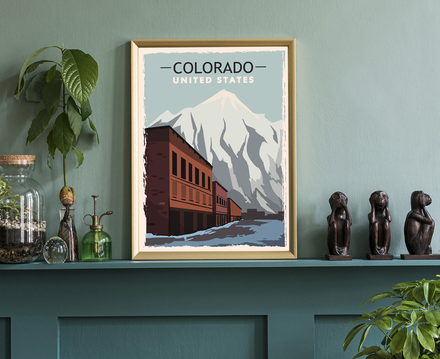 Retro Style Travel Poster, Colorado Vintage Rustic Poster Print, Home Wall Art, Office Wall Decor, Poster Prints, Colorado, State Map Poster