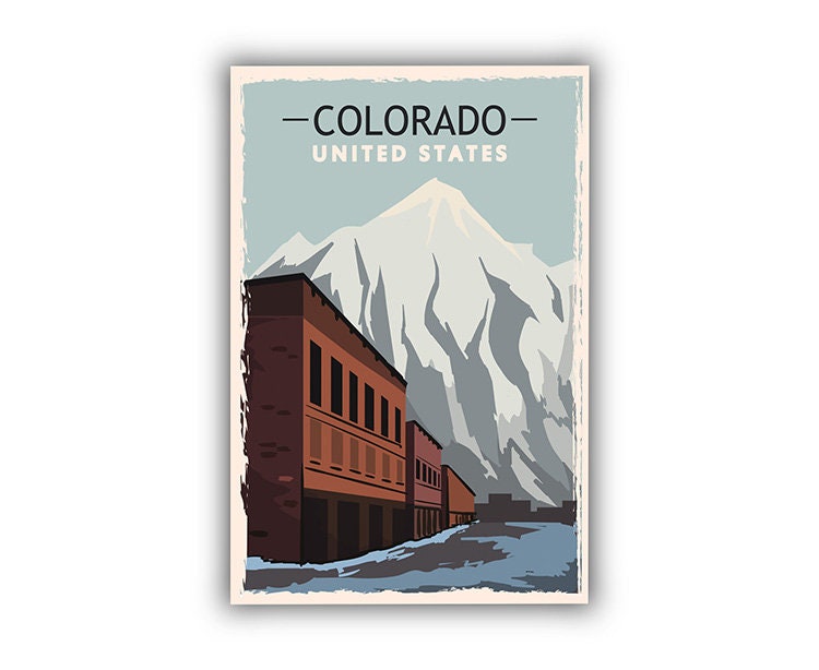 Retro Style Travel Poster, Colorado Vintage Rustic Poster Print, Home Wall Art, Office Wall Decor, Poster Prints, Colorado, State Map Poster