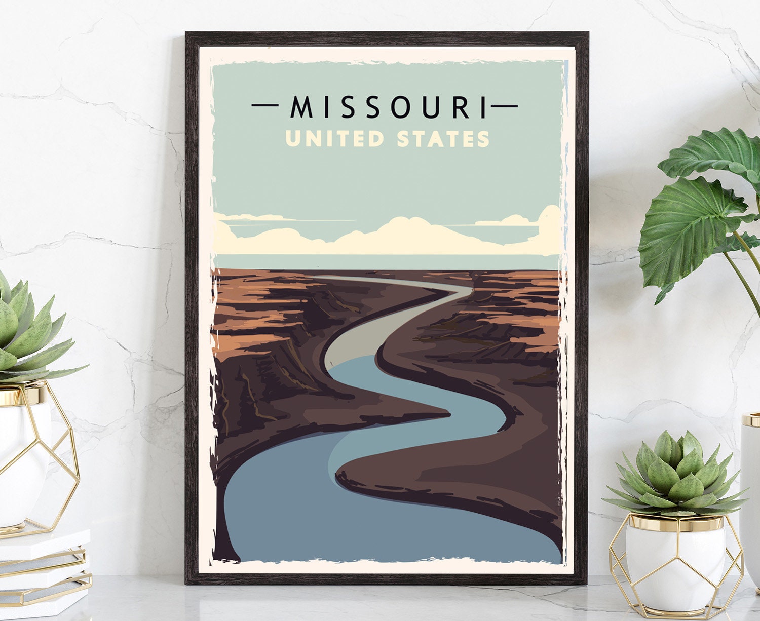 Retro Style Travel Poster, Missouri Vintage Rustic Poster Print, Home Wall Art, Office Wall Decor, Poster Prints, Missouri, State Map Poster