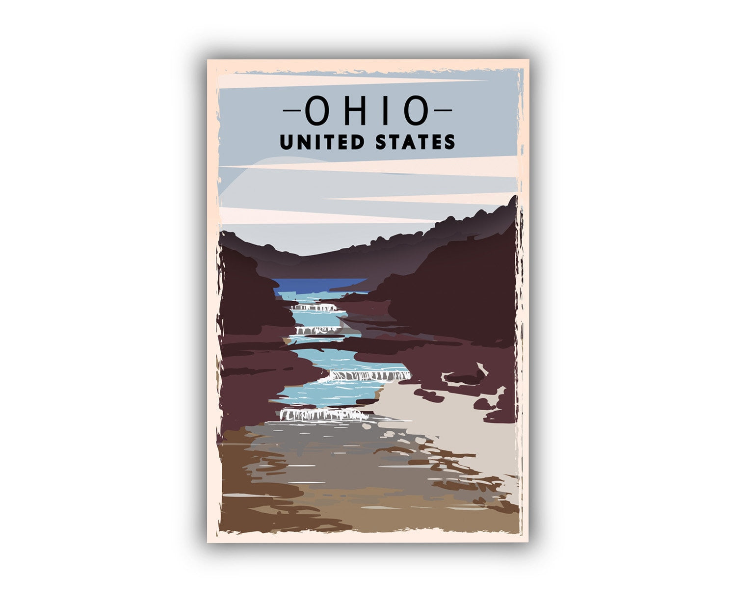 Retro Style Travel Poster, Ohio Vintage Rustic Poster Print, Home Wall Art, Office Wall Decor, Poster Prints, Ohio, State Map Poster
