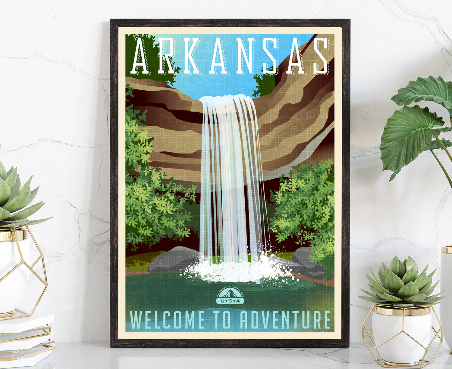 Retro Style Travel Poster, Arkansas Vintage Rustic Poster Print, Home Wall Art, Office Wall Decor, Posters, Arkansas, State Map Poster Print