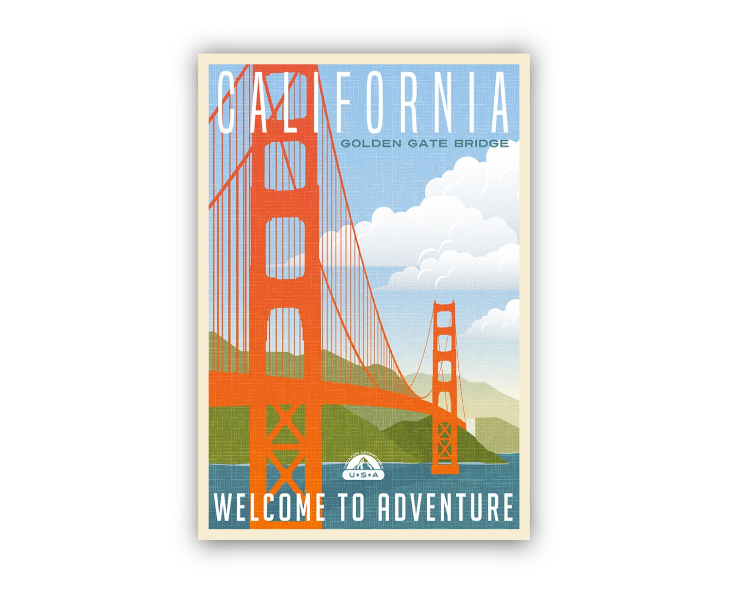 Retro Style Travel Poster, California Vintage Rustic Poster Print, Home Wall Art, Office Wall Decor, Posters, California, State Map Poster