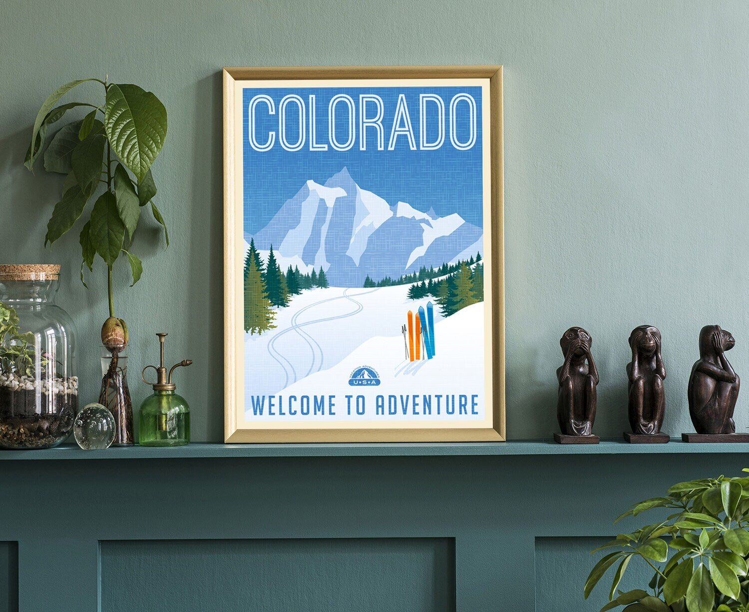 Retro Style Travel Poster, Colorado Vintage Rustic Poster Print, Home Wall Art, Office Wall Decoration, Colorado poster, State Map Poster
