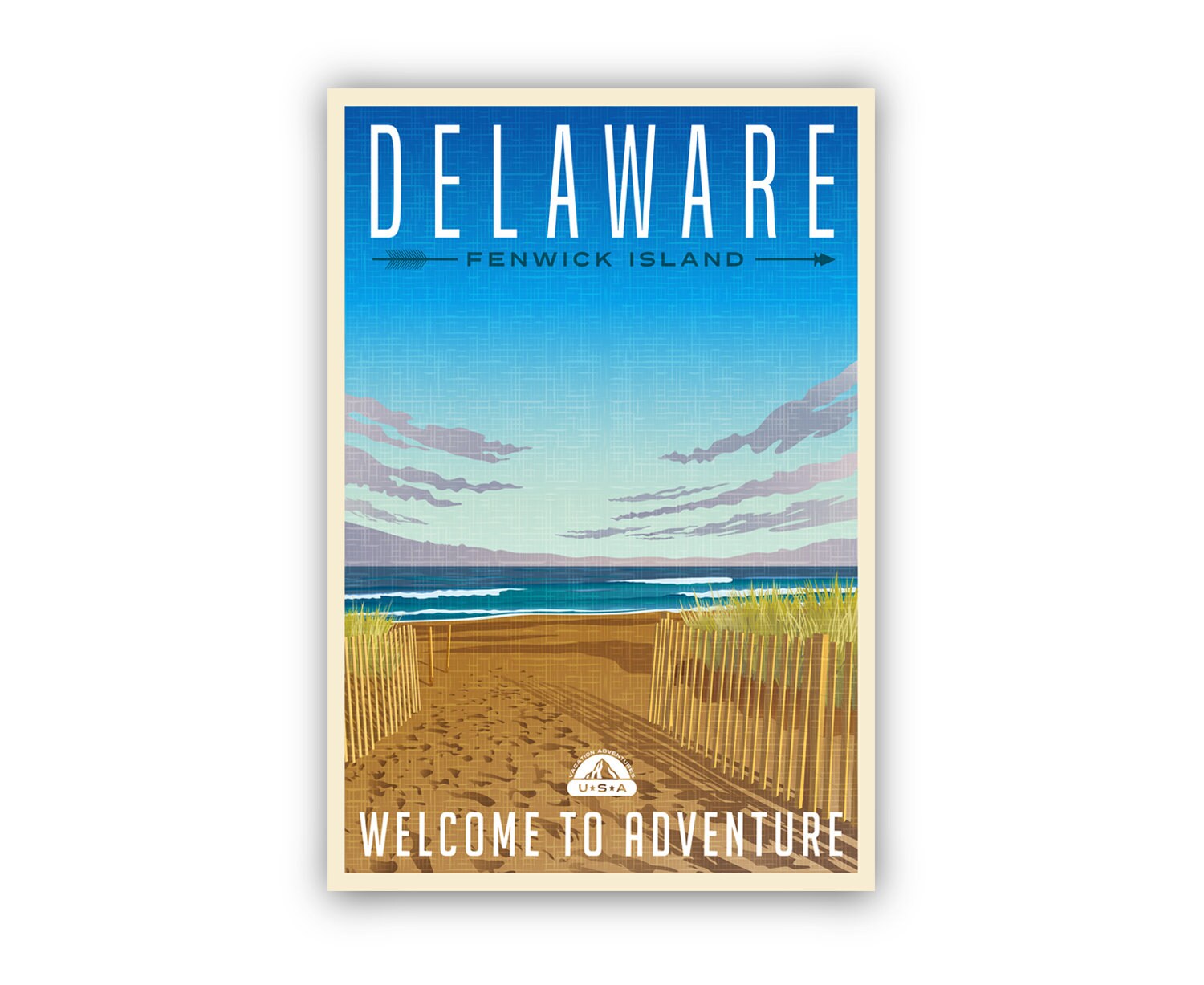 Retro Style Travel Poster, Delaware Vintage Rustic Poster Print, Home Wall Art, Office Wall Decor, Posters, Delaware, State Map Poster Print
