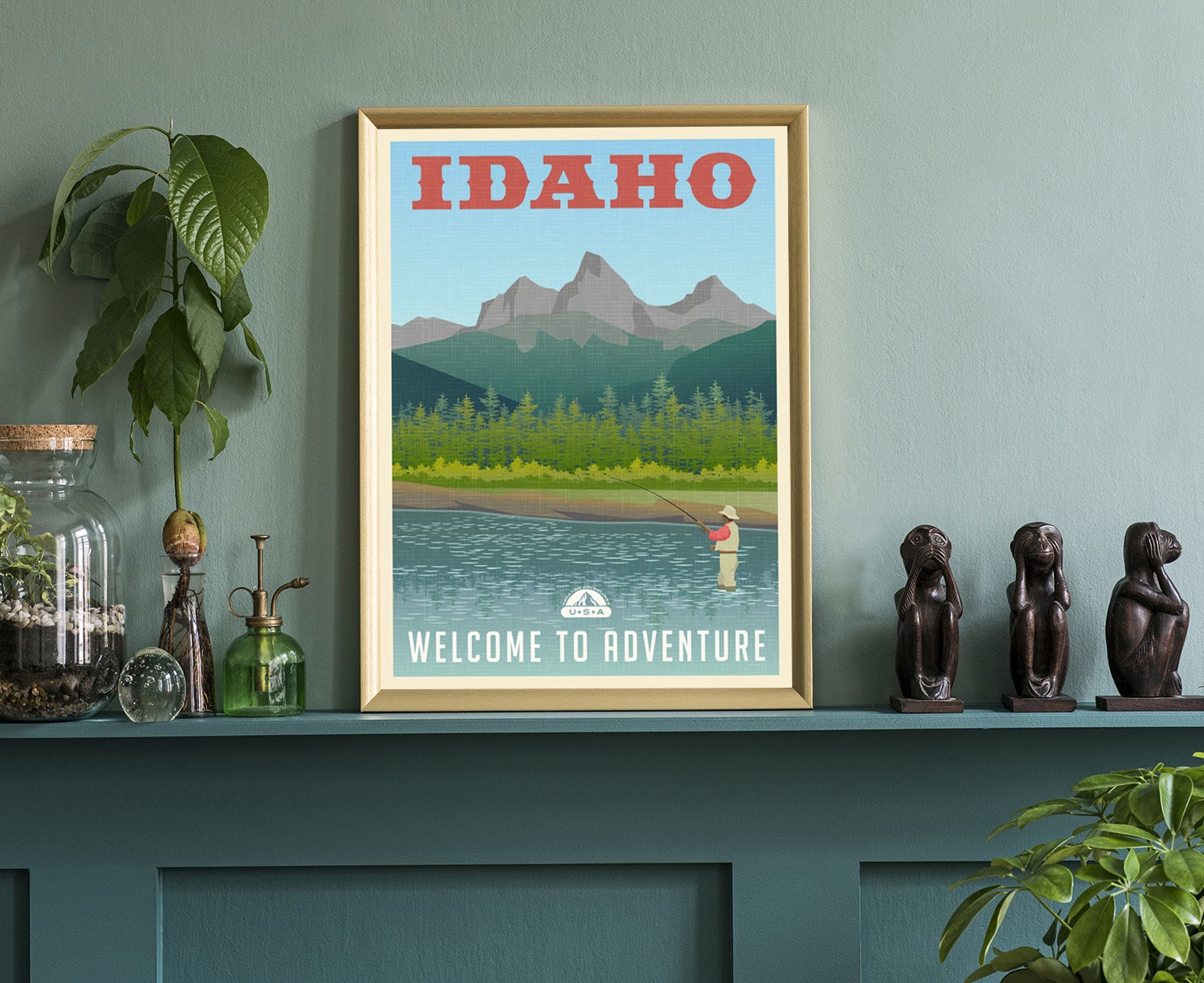 Retro Style Travel Poster, Idaho Vintage Rustic Poster Print, Home Wall Art, Office Wall Decors, Posters, Idaho State Map Poster, USA POSTER