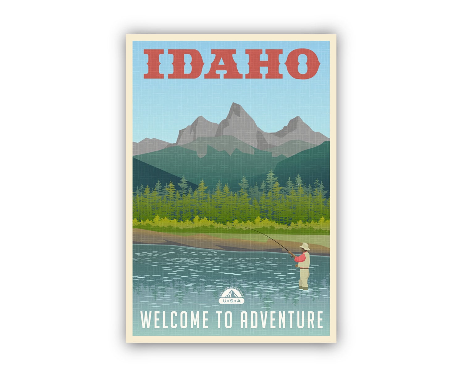 Idaho Vintage Rustic Poster Print, Retro Style Travel Poster
