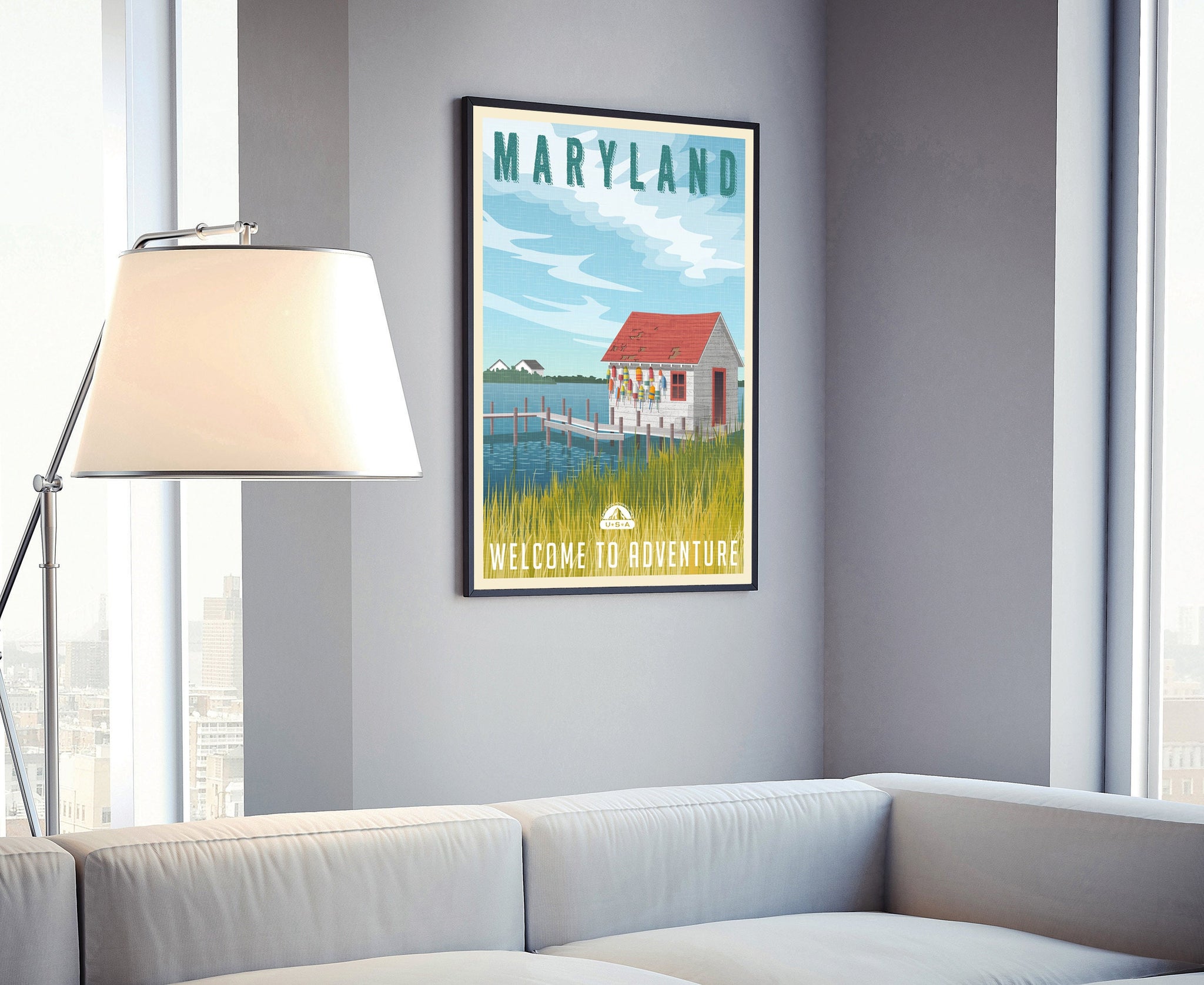Maryland Vintage Rustic Poster Print, Retro Style Travel Poster