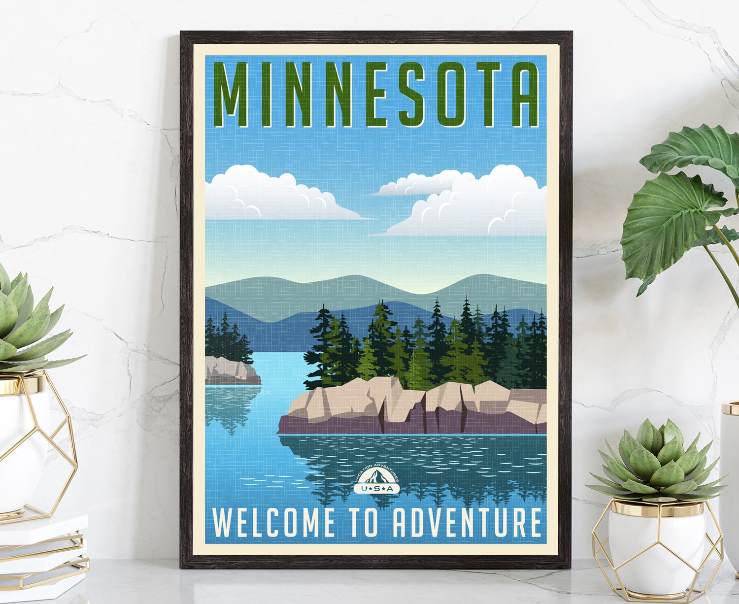 Minnesota Vintage Rustic Poster Print