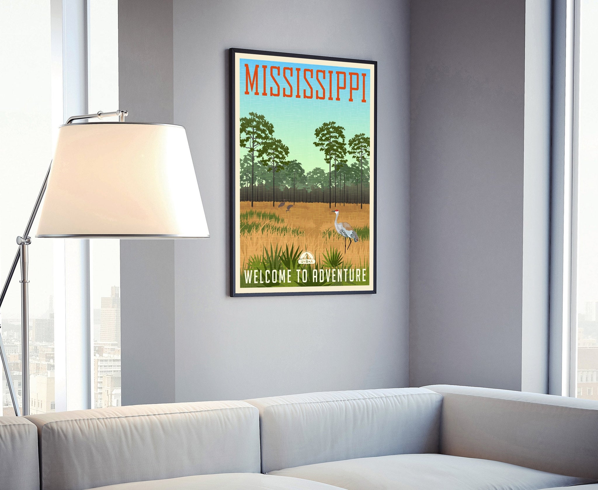 Mississippi Vintage Rustic Poster Print, Retro Style Travel Poster