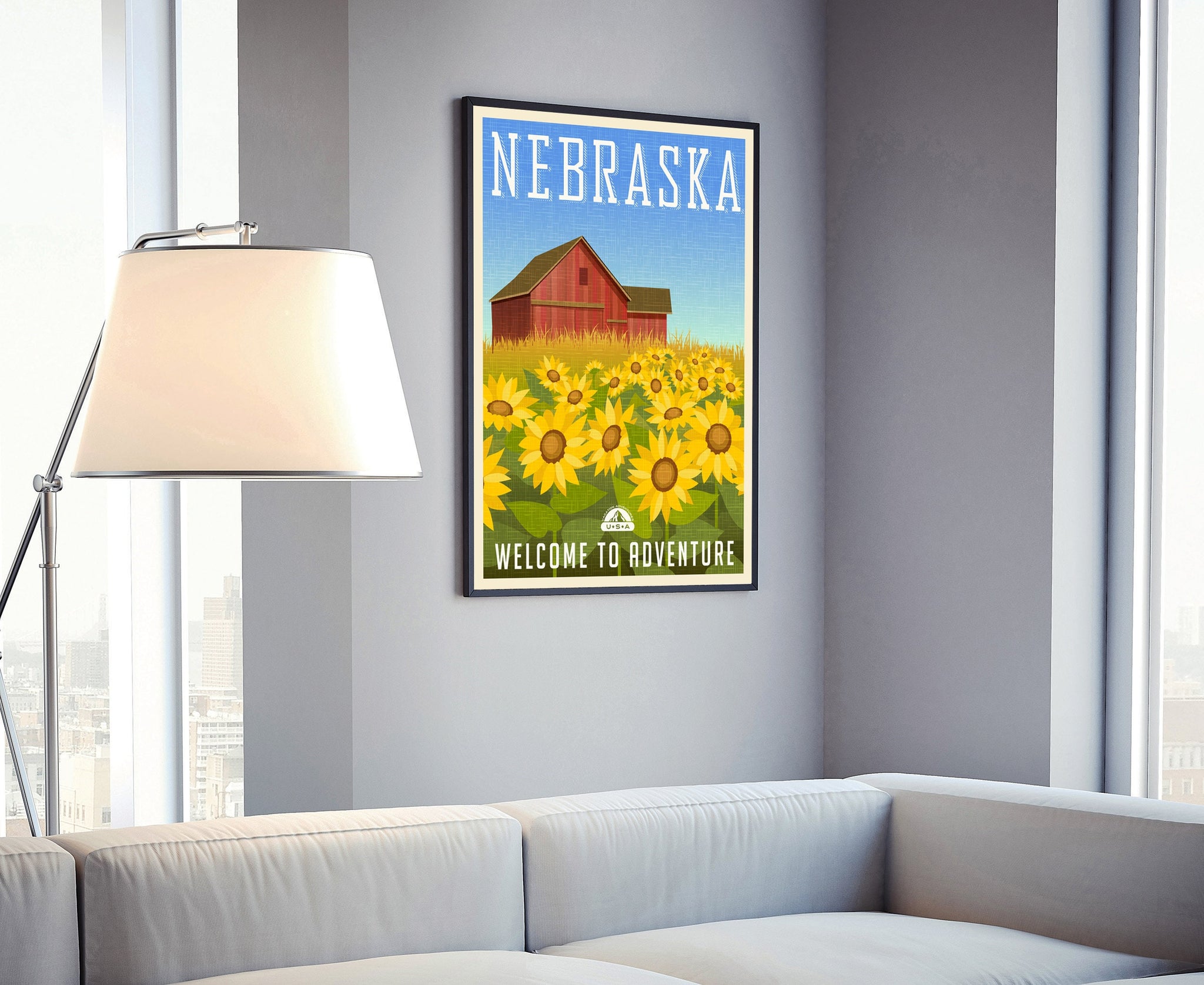 Retro Style Travel Poster,Nebraska Vintage Rustic Poster Print, Home Wall Art, Office Wall Decor, Poster Prints, Nebraska, State Map Poster