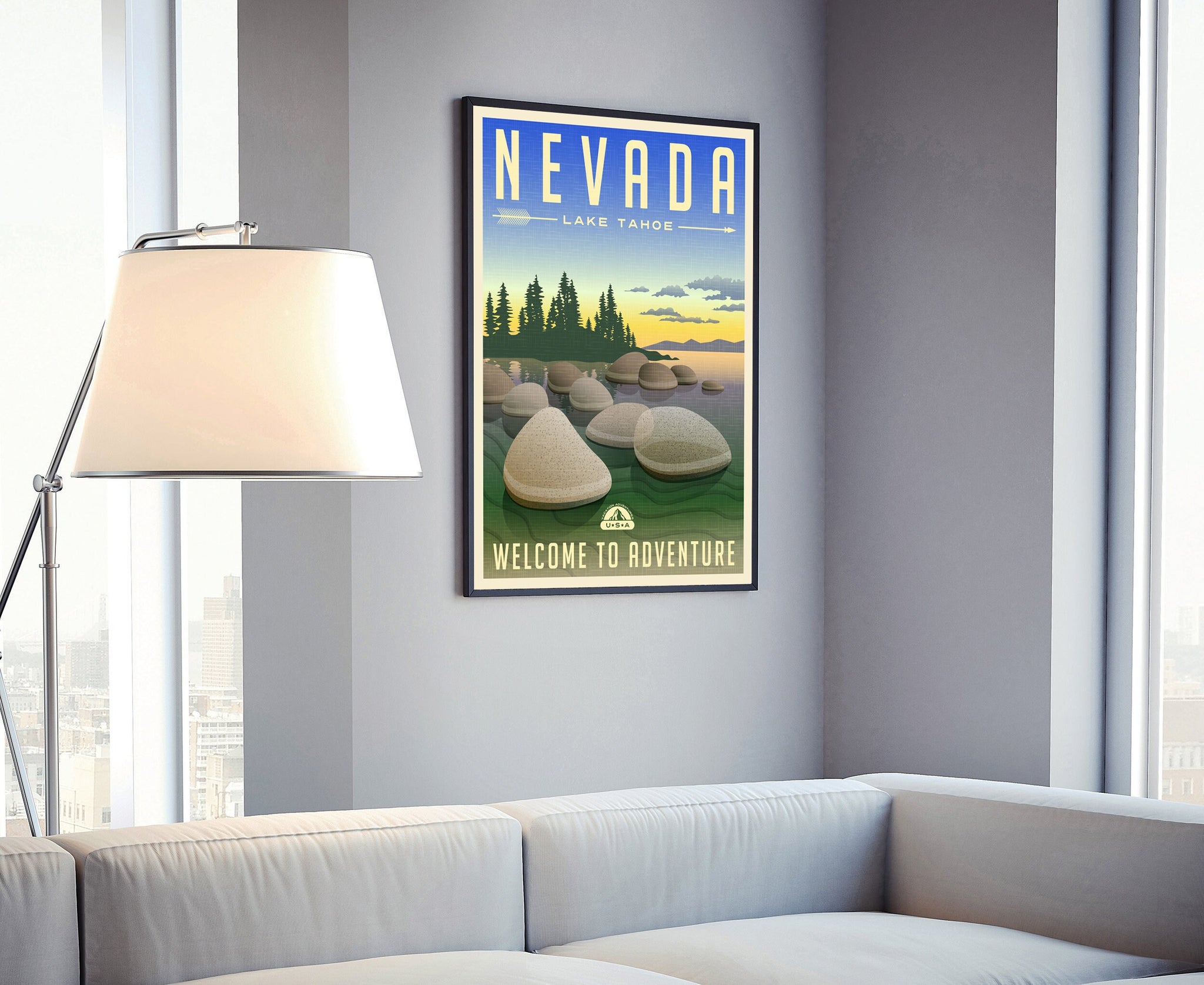 Nevada Vintage Rustic Poster Print, Retro Style Travel Poster