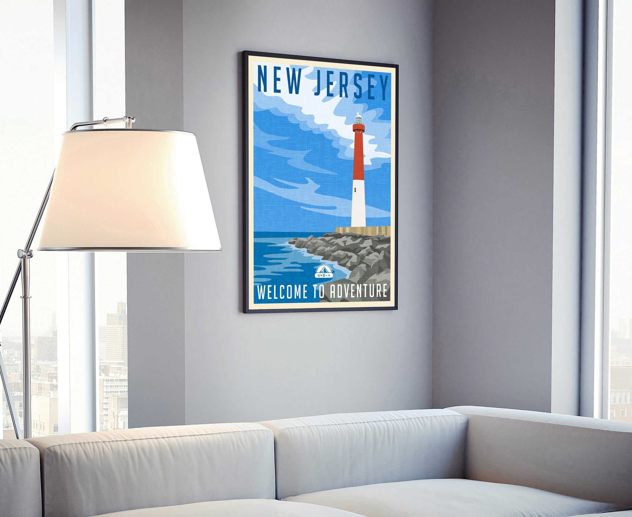 New Jersey Vintage Rustic Poster Print, Retro Style Travel Poster