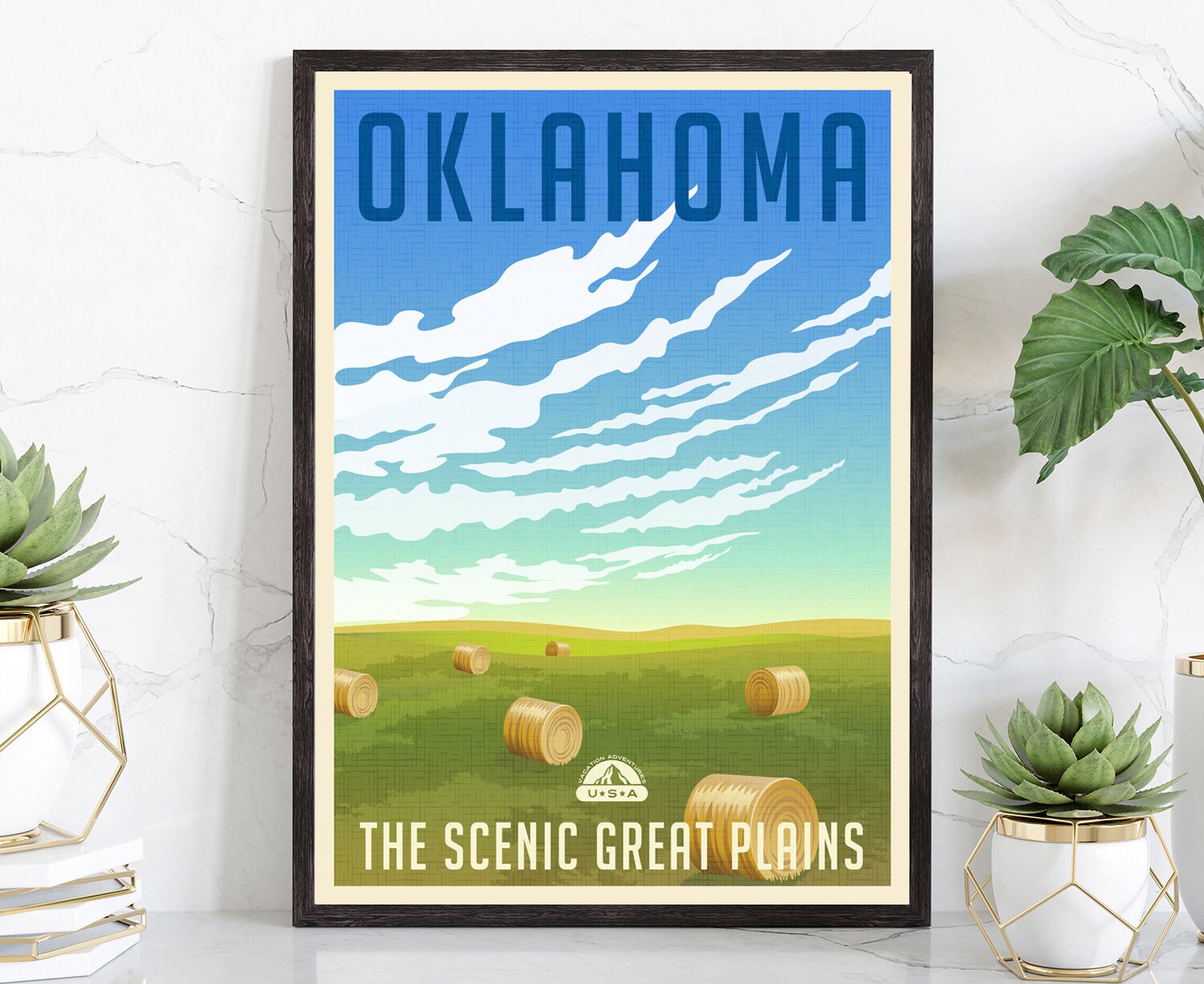 Oklahoma Vintage Rustic Poster Print, Retro Style Travel Poster