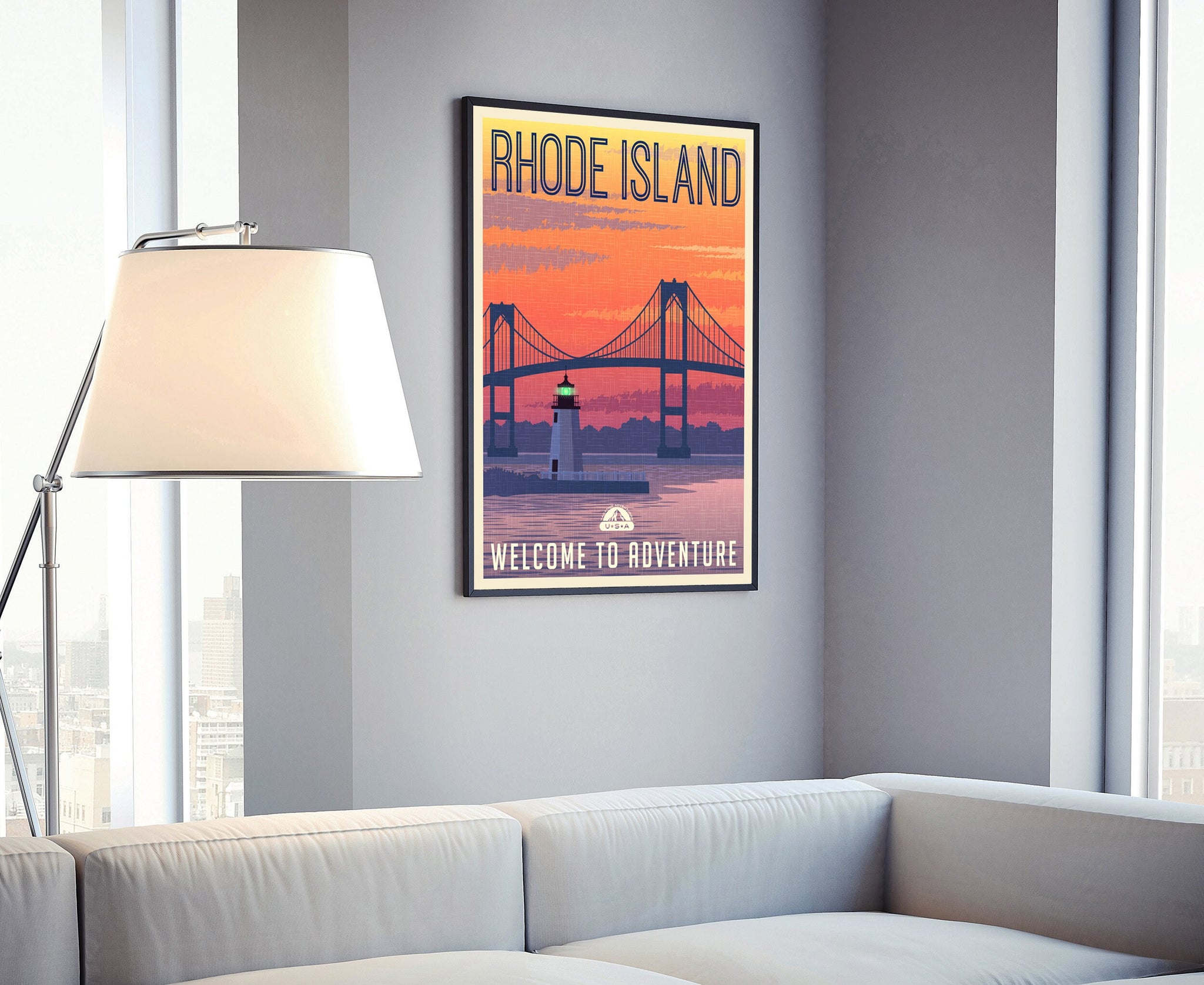 Rhode Island Vintage Rustic Poster Print, Retro Style Travel Poster