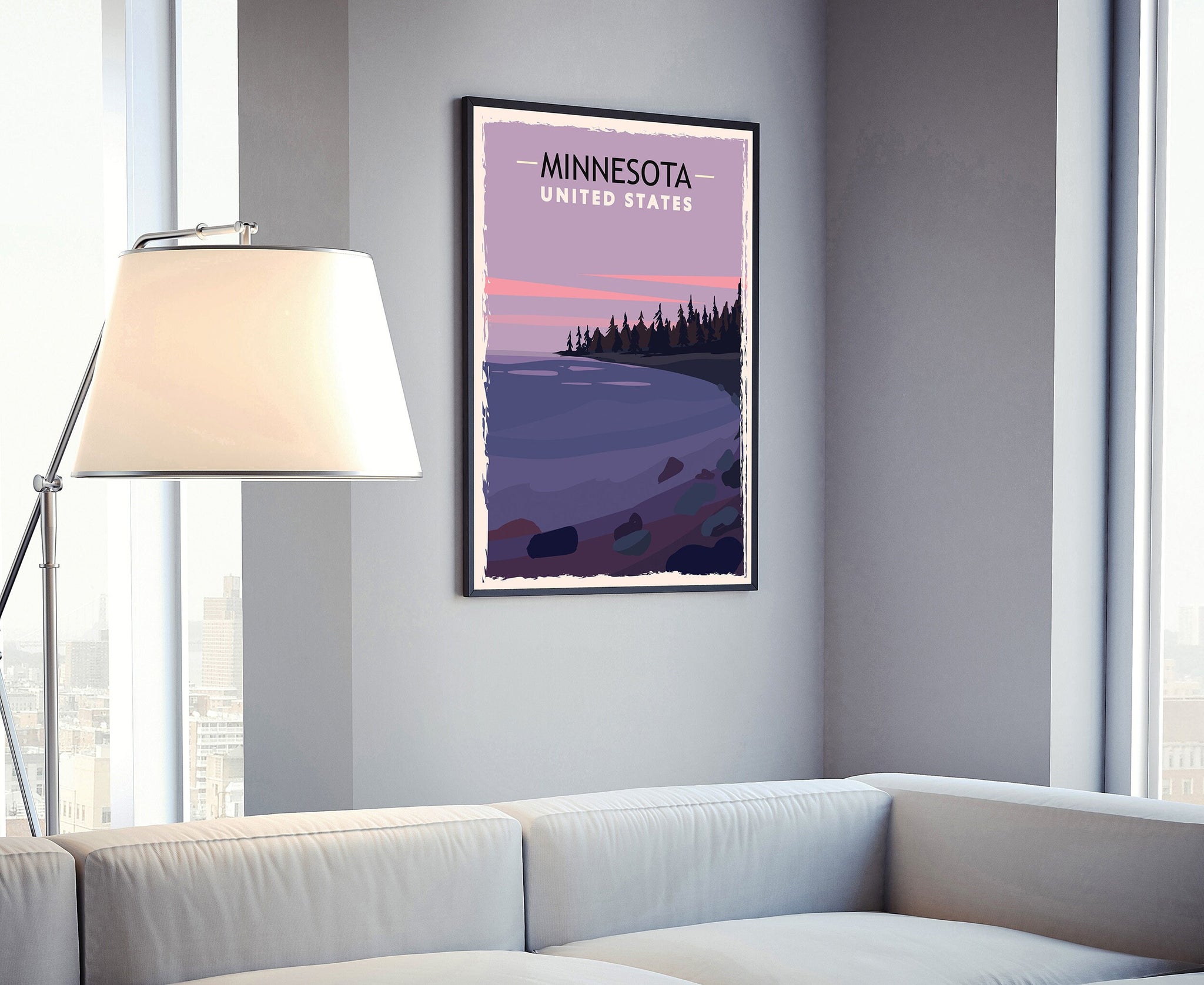 Retro Style Travel Poster, Minnesota Vintage Rustic Poster Print, Home Wall Art, Office Wall Decor, Posters, Minnesota, State Map Poster