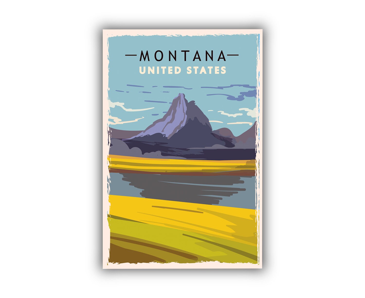 Retro Style Travel Poster, Montana Vintage Rustic Poster Print, Home Wall Art, Office Wall Decor, Poster Prints, Montana, State Map Poster