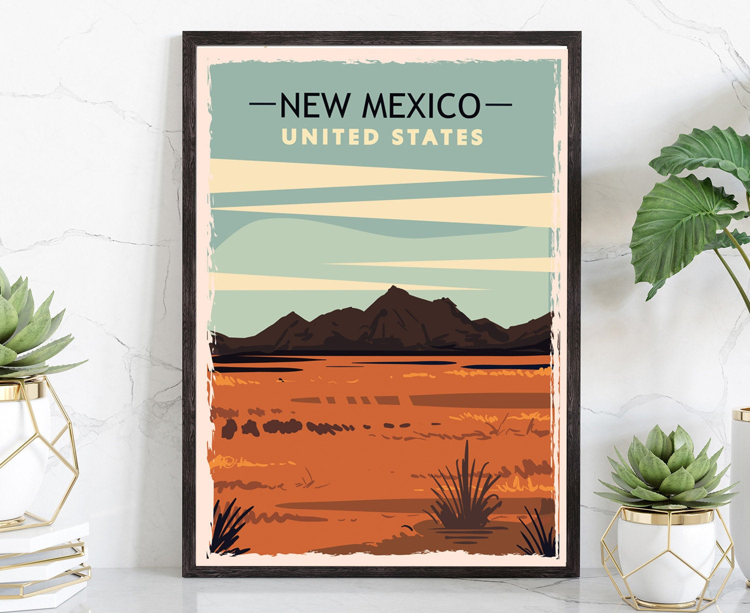 New Mexico Vintage Rustic Poster Print, Retro Style Travel Poster