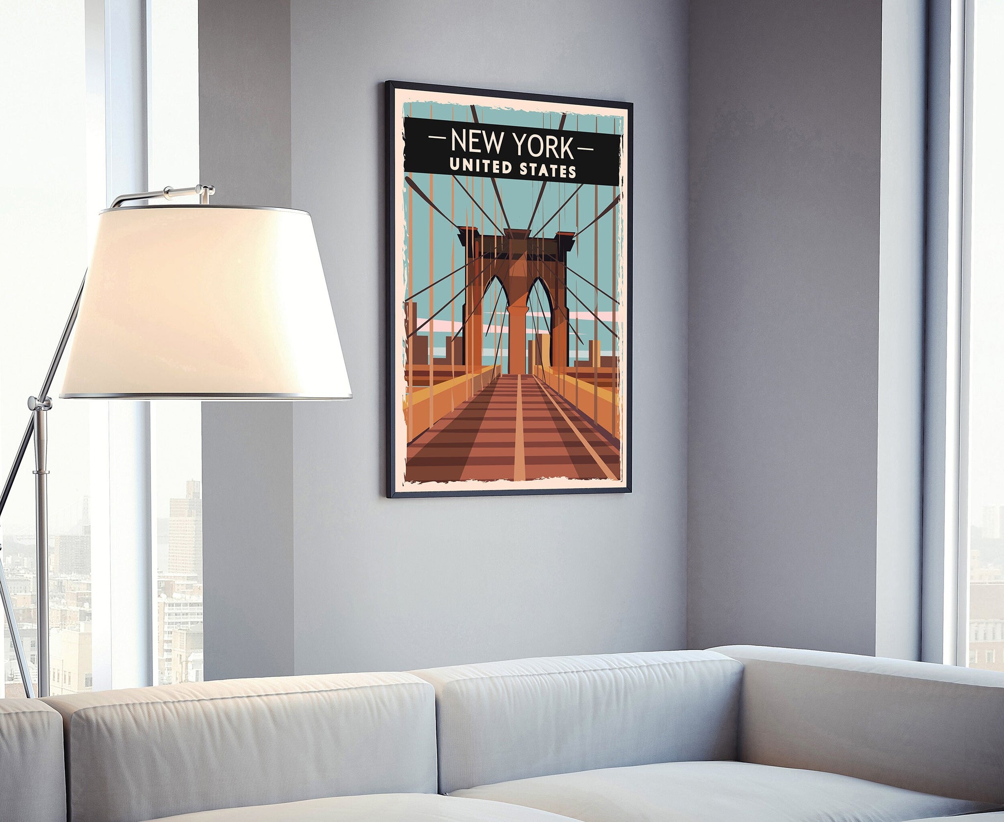 Retro Style Travel Poster, New York Vintage Rustic Poster Print, Home Wall Art, Office Wall Decor, Poster Prints, New York, State Map Poster