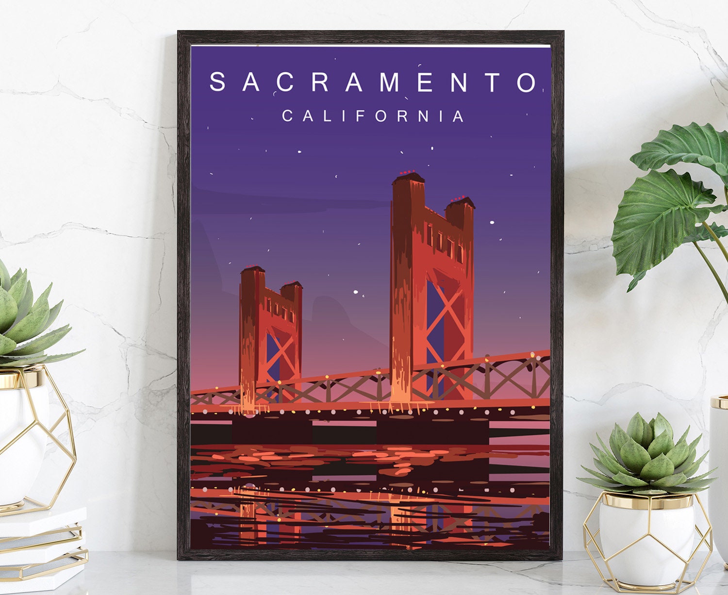 Retro Style Travel Poster, Sacramento Vintage Rustic Poster Print, Home Wall Art, Office Wall Decor, Posters, Sacramento, State Map Poster