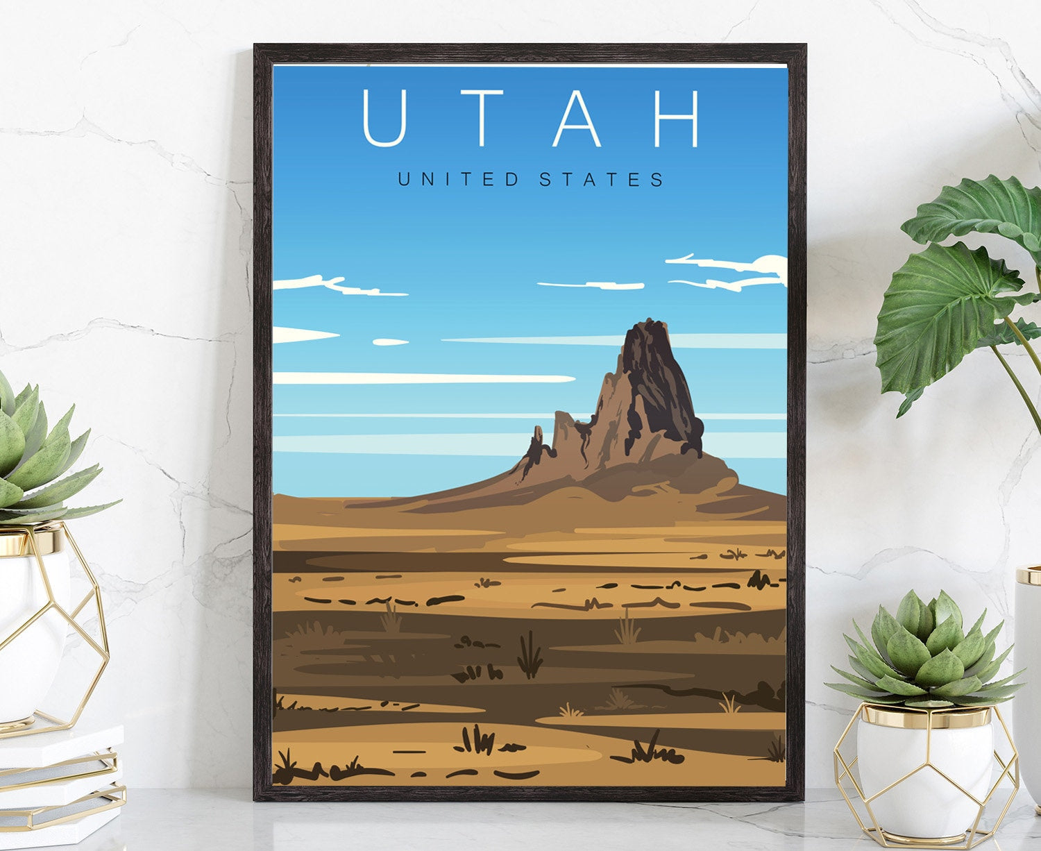 Retro Style Travel Poster, Utah Vintage Rustic Poster Print, Home Wall Art, Office Wall Decor, Poster Prints, Utah State Map Poster