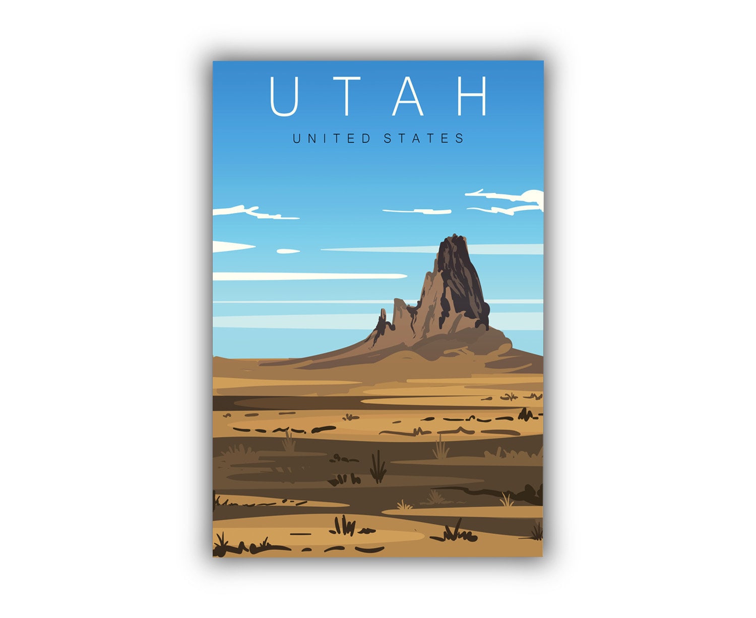 Retro Style Travel Poster, Utah Vintage Rustic Poster Print, Home Wall Art, Office Wall Decor, Poster Prints, Utah State Map Poster