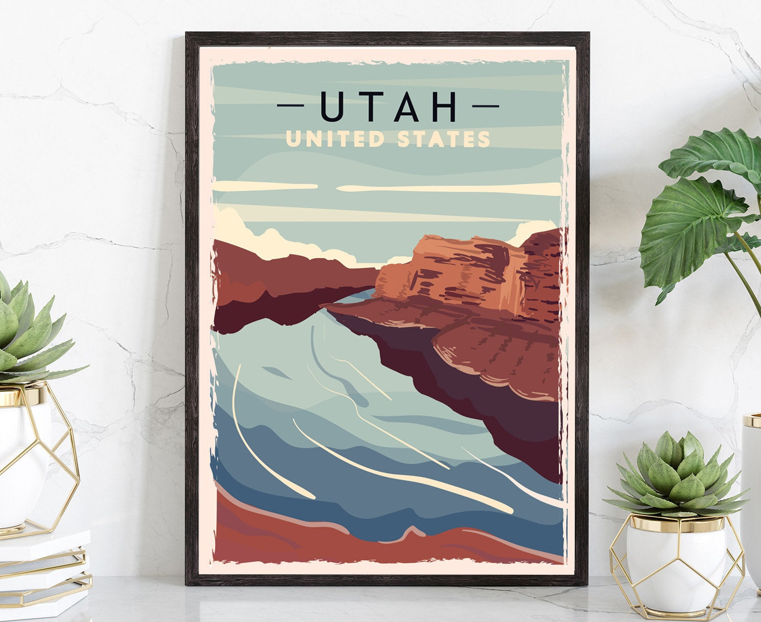 Utah Vintage Rustic Poster Print, Retro Style Travel Poster