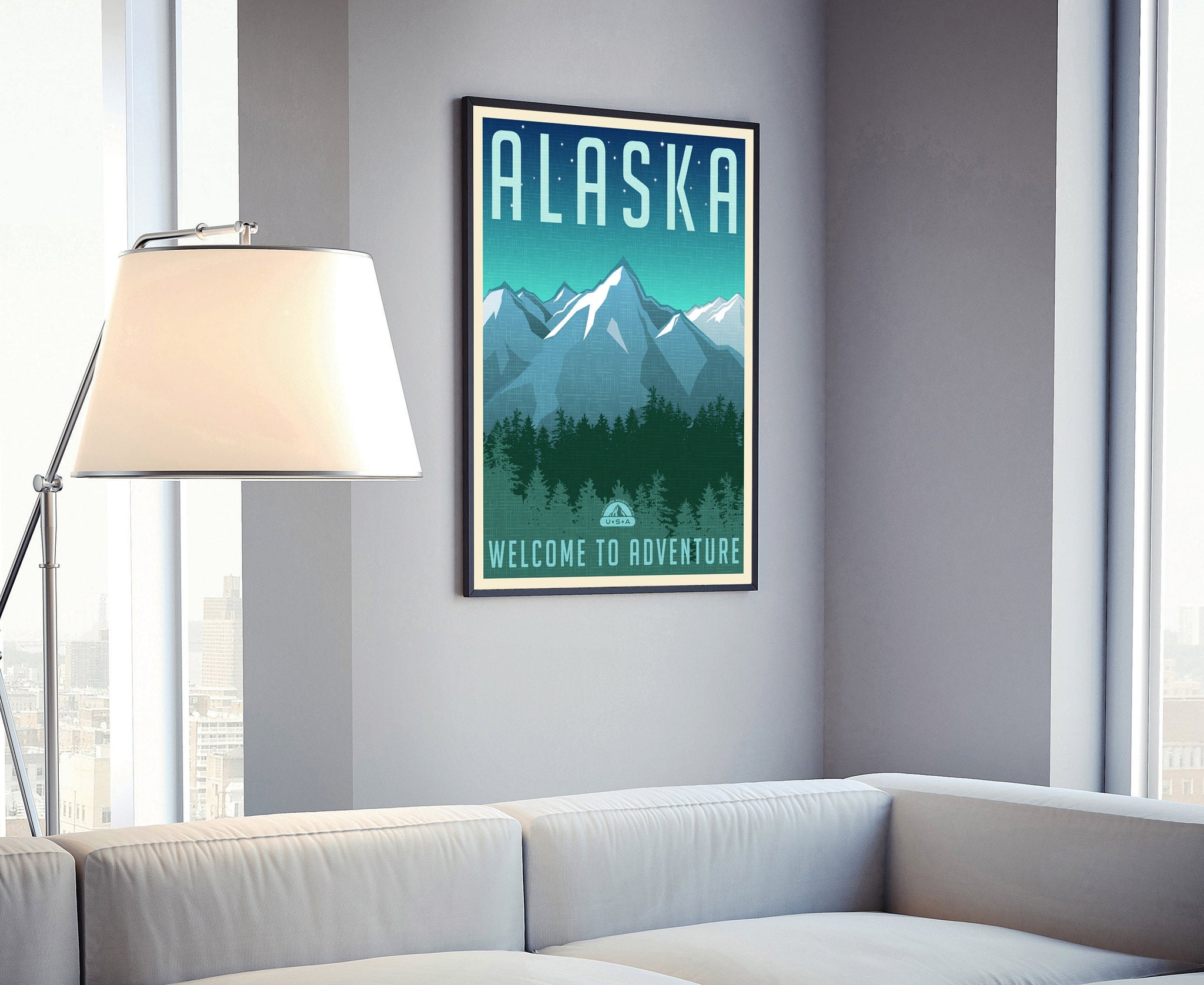 Retro Style Travel Poster, Alaska Vintage Rustic Poster Print, Home Wall Art, Office Wall Decor, Posters, Alaska, State Map Poster Print