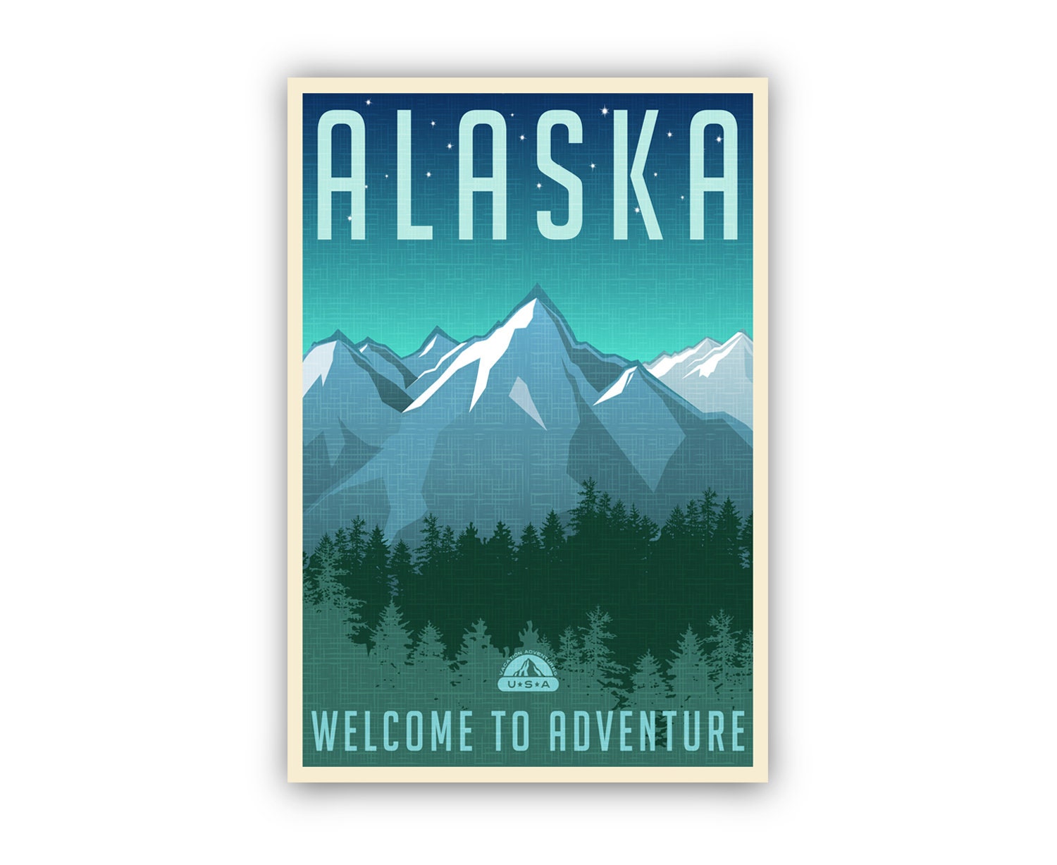 Retro Style Travel Poster, Alaska Vintage Rustic Poster Print, Home Wall Art, Office Wall Decor, Posters, Alaska, State Map Poster Print