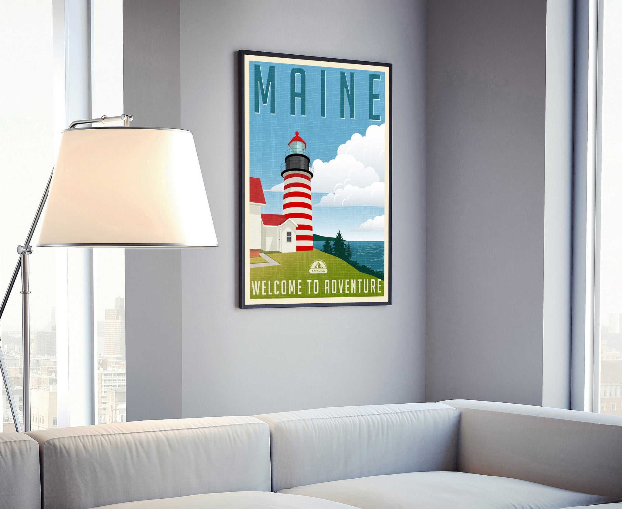 Retro Style Travel Poster, Maine Vintage Rustic Poster Print, Home Wall Art, Office Wall Decor, Poster Prints, Maine, State Map Poster