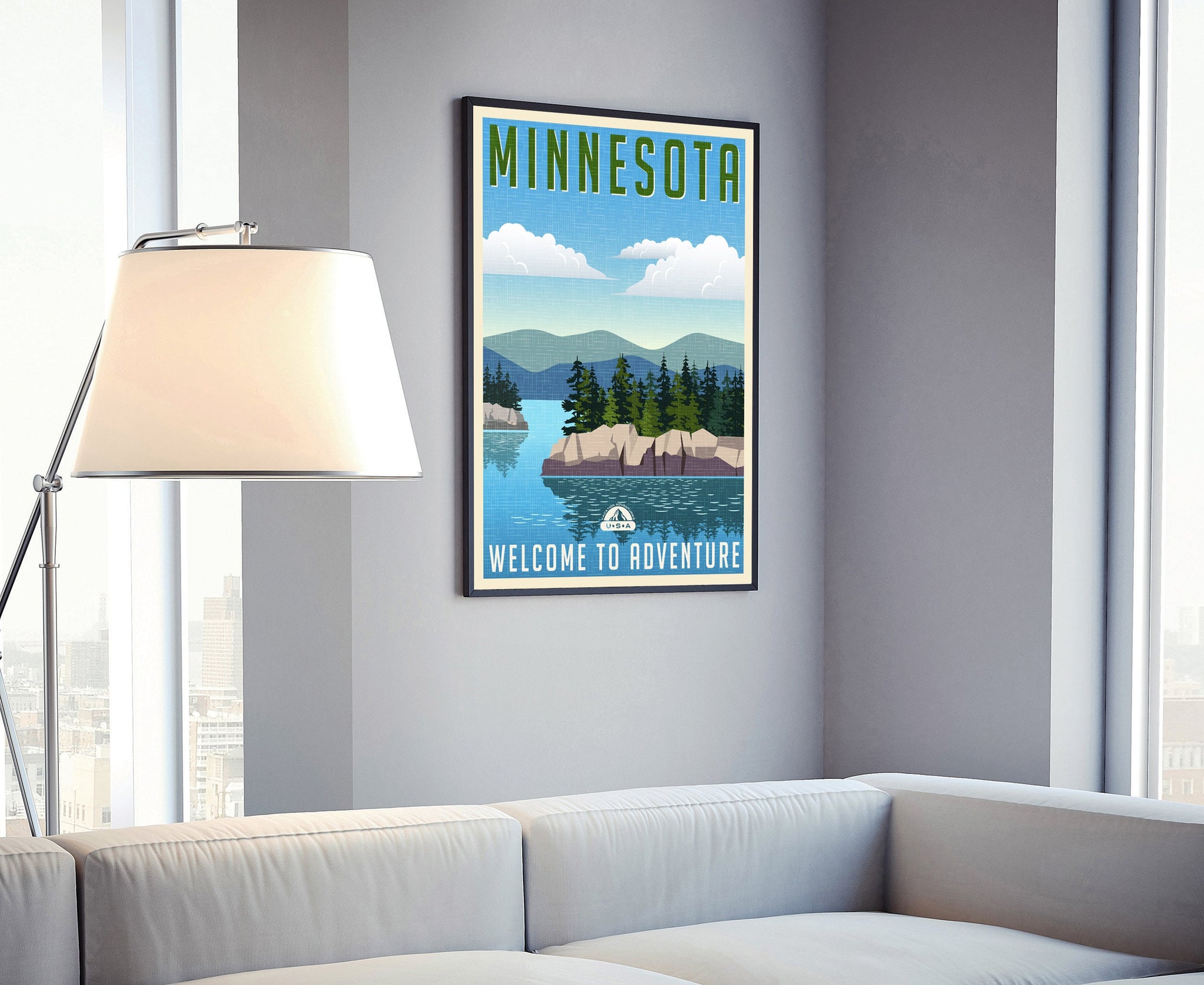 Retro Style Travel Poster, Minnesota, Vintage Rustic Poster Print, Home Wall Art, Office Wall Decor,  Minnesota poster, Penn state wall art