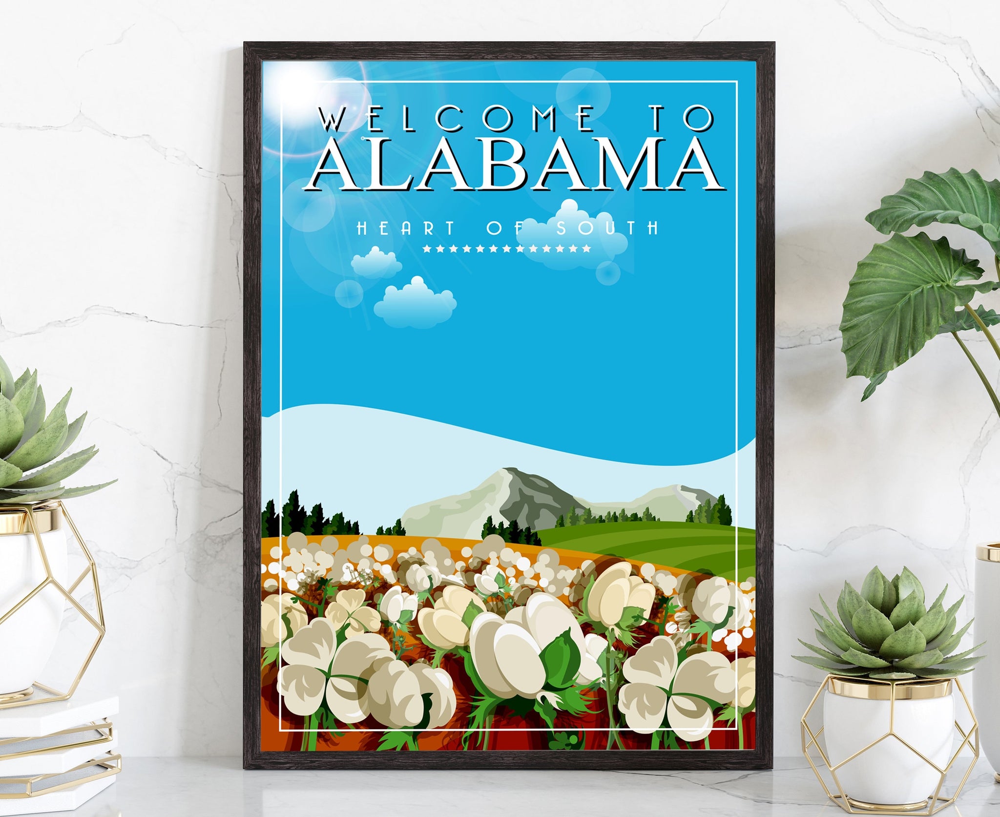 Alabama Vintage State Poster Print