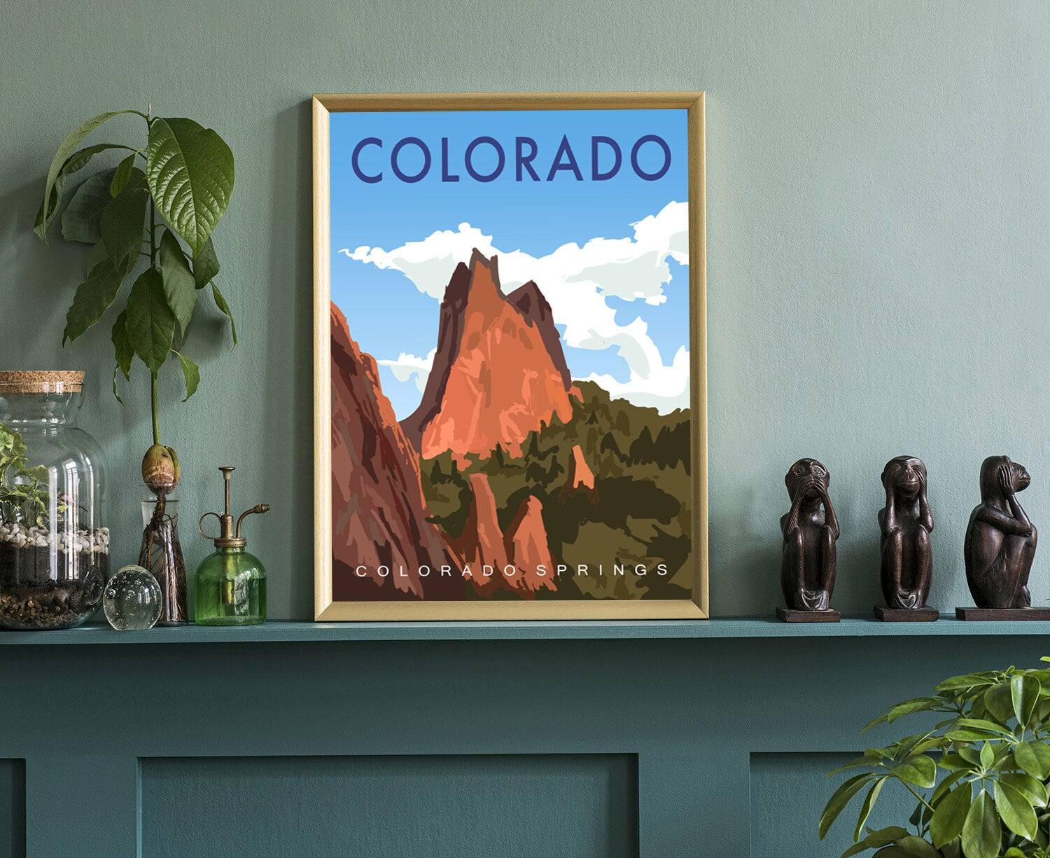 Retro Style Travel Poster, Colorado Vintage Rustic Poster Print, Home Wall Art, Office Wall Decorations, Colorado Posters, States Map Poster