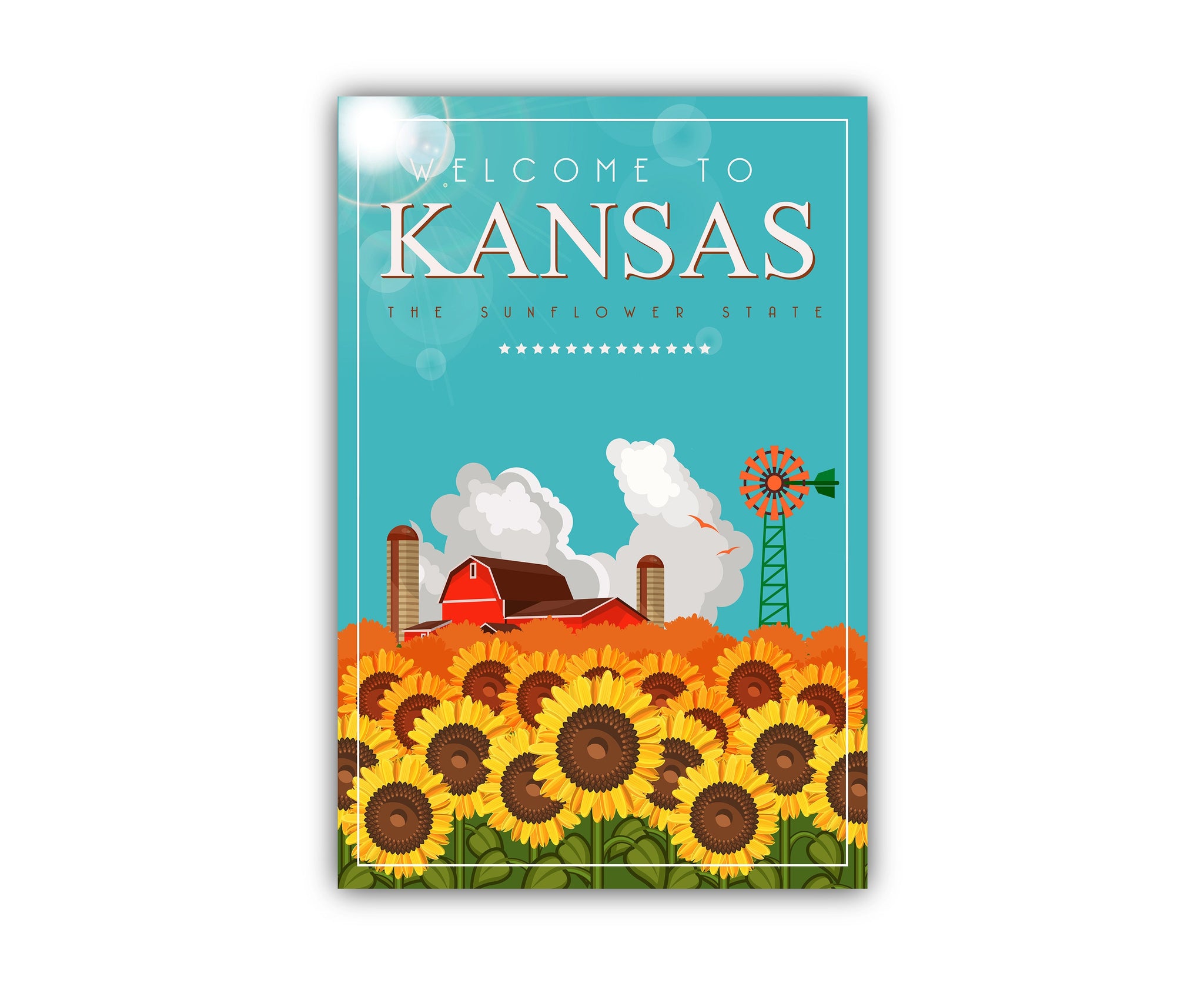 Retro Style Travel Poster, Kansas Vintage Rustic Poster Print, Home Wall Art, Office Wall Decor, Posters, Kansas, State Map Poster Printing